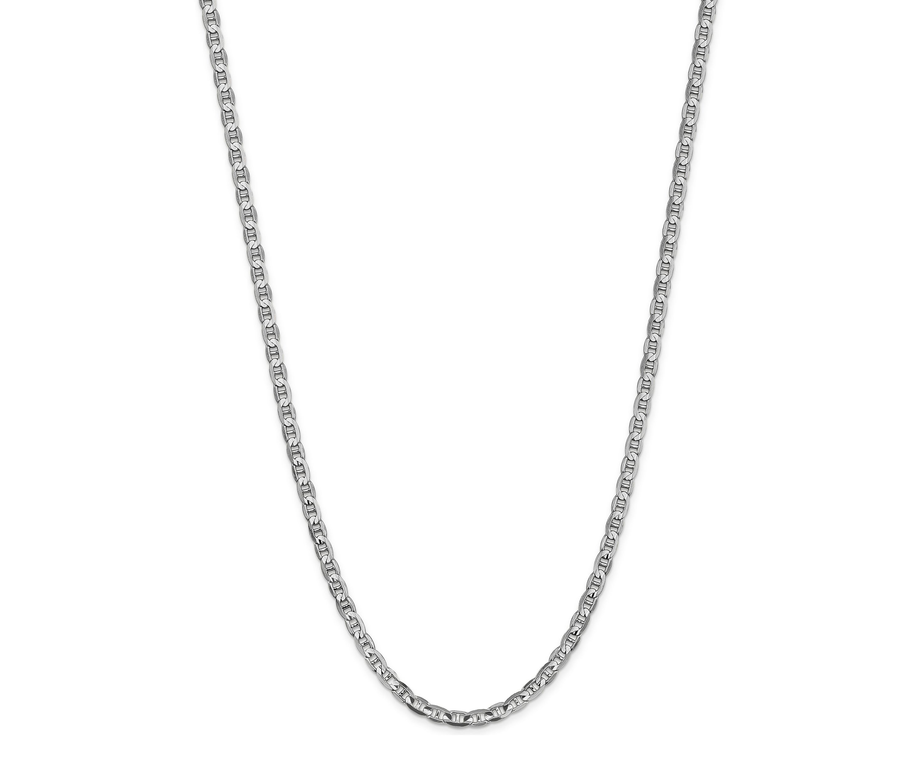 Mens 14K White Gold 4.5 Millimeter Concave Anchor Chain Necklace