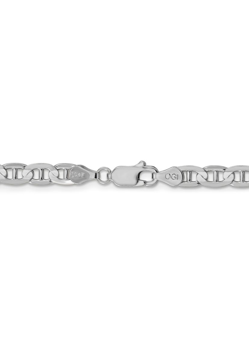 Mens 14K White Gold 4.5 Millimeter Concave Anchor Chain Necklace