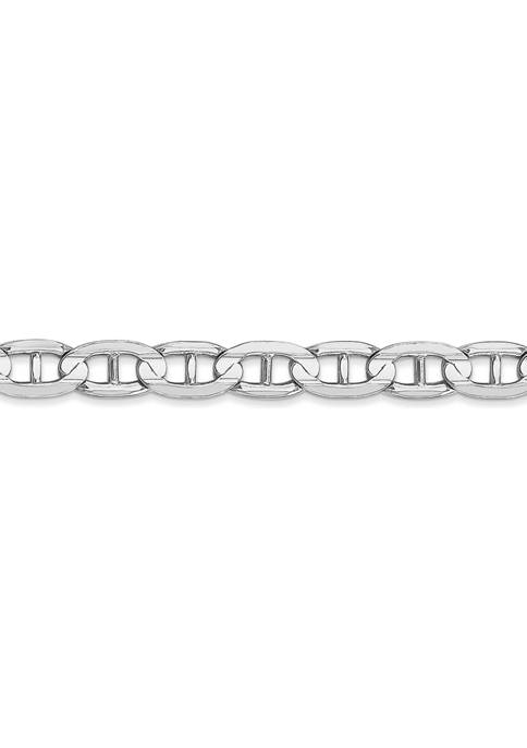 Mens 14K White Gold 5.25 Millimeter Concave Anchor Chain Necklace