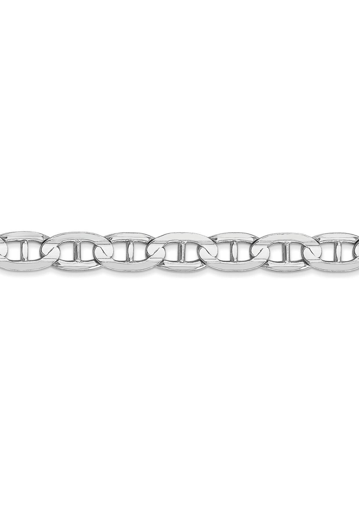 Mens 14K White Gold 5.25 Millimeter Concave Anchor Chain Necklace