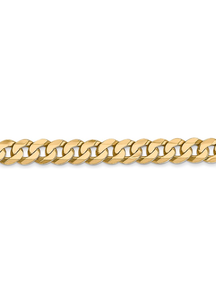 Mens 14K Yellow Gold 4.75 Millimeter Beveled Curb Chain Bracelet