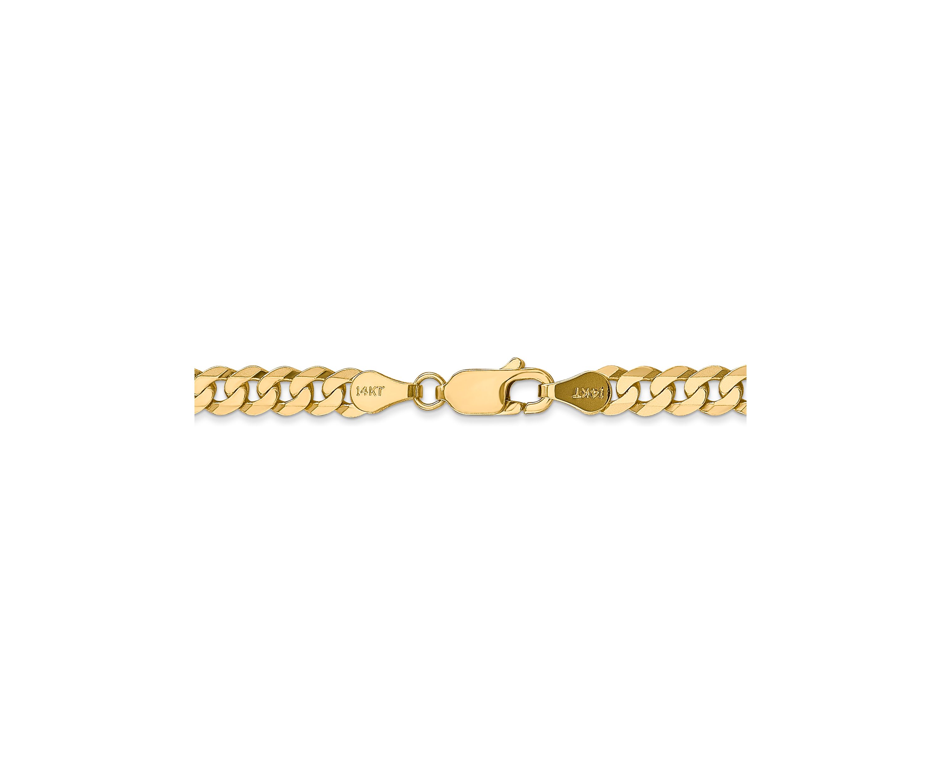 Mens 14K Yellow Gold 4.75 Millimeter Beveled Curb Chain Bracelet