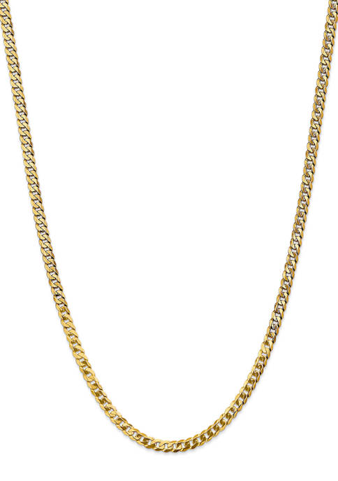 Mens 14K Yellow Gold 4.75 Millimeter Beveled Curb Chain Necklace
