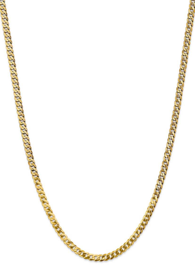 Mens 14K Yellow Gold 4.75 Millimeter Beveled Curb Chain Necklace