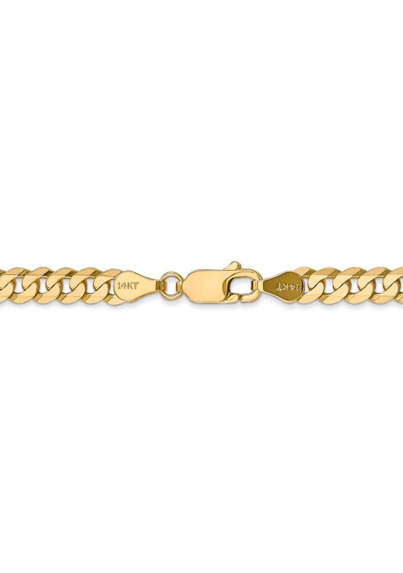Mens 14K Yellow Gold 4.75 Millimeter Beveled Curb Chain Necklace