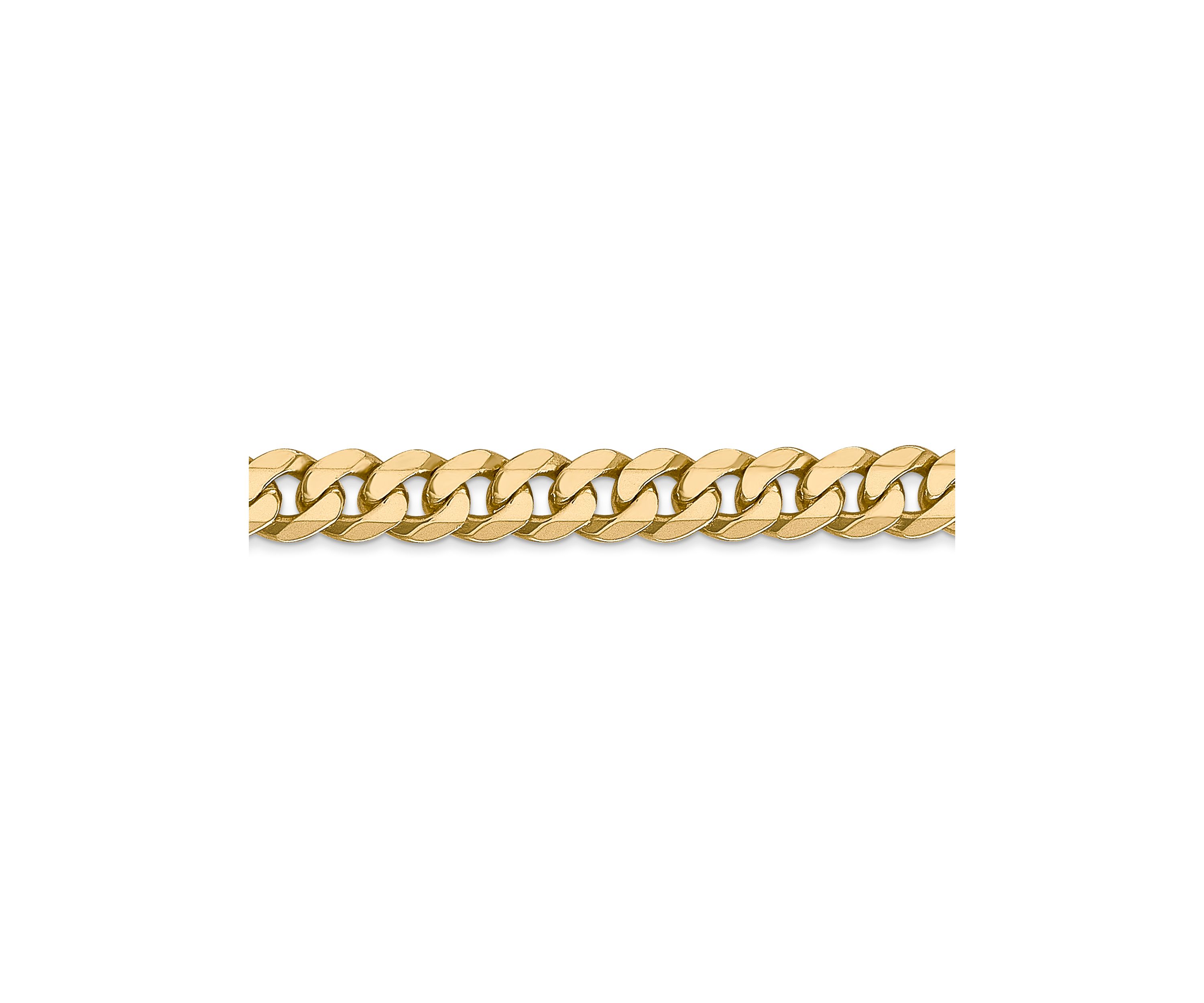 Mens 14K Yellow Gold 5.75 Millimeter Beveled Curb Chain Bracelet