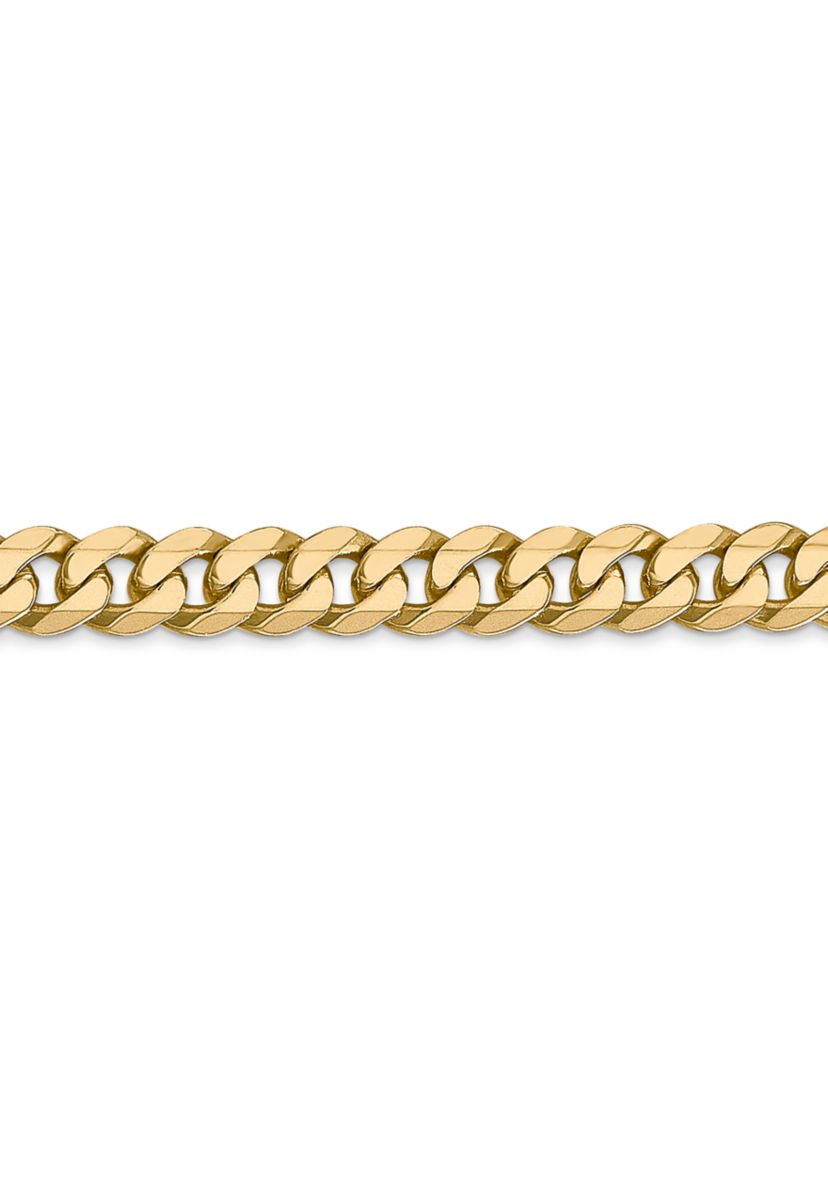 Mens 14K Yellow Gold 5.75 Millimeter Beveled Curb Chain Bracelet