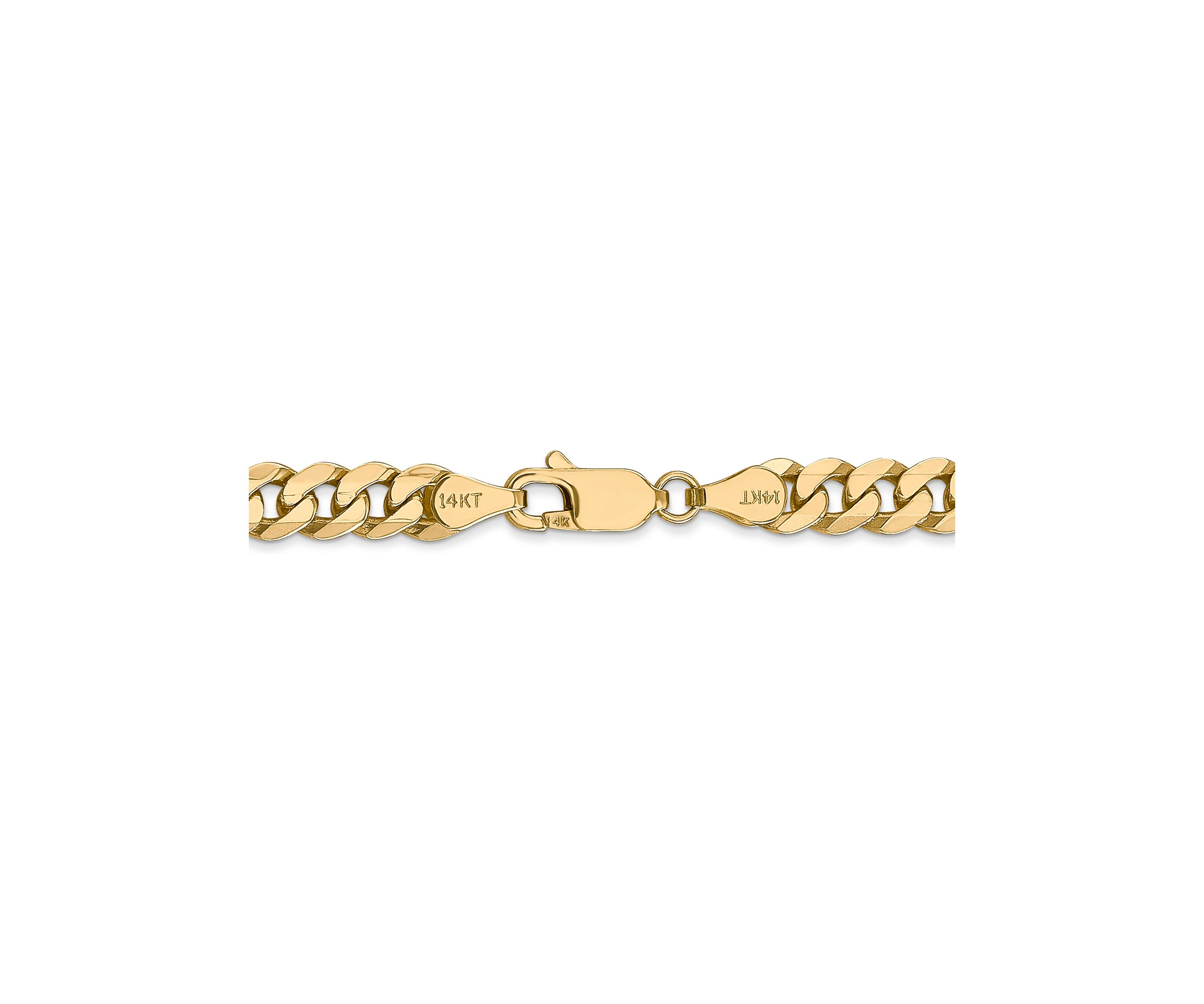 Mens 14K Yellow Gold 5.75 Millimeter Beveled Curb Chain Bracelet