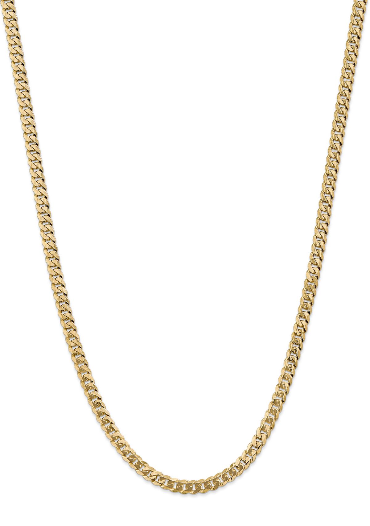Mens 14K Yellow Gold 5.75 Millimeter Beveled Curb Chain Necklace