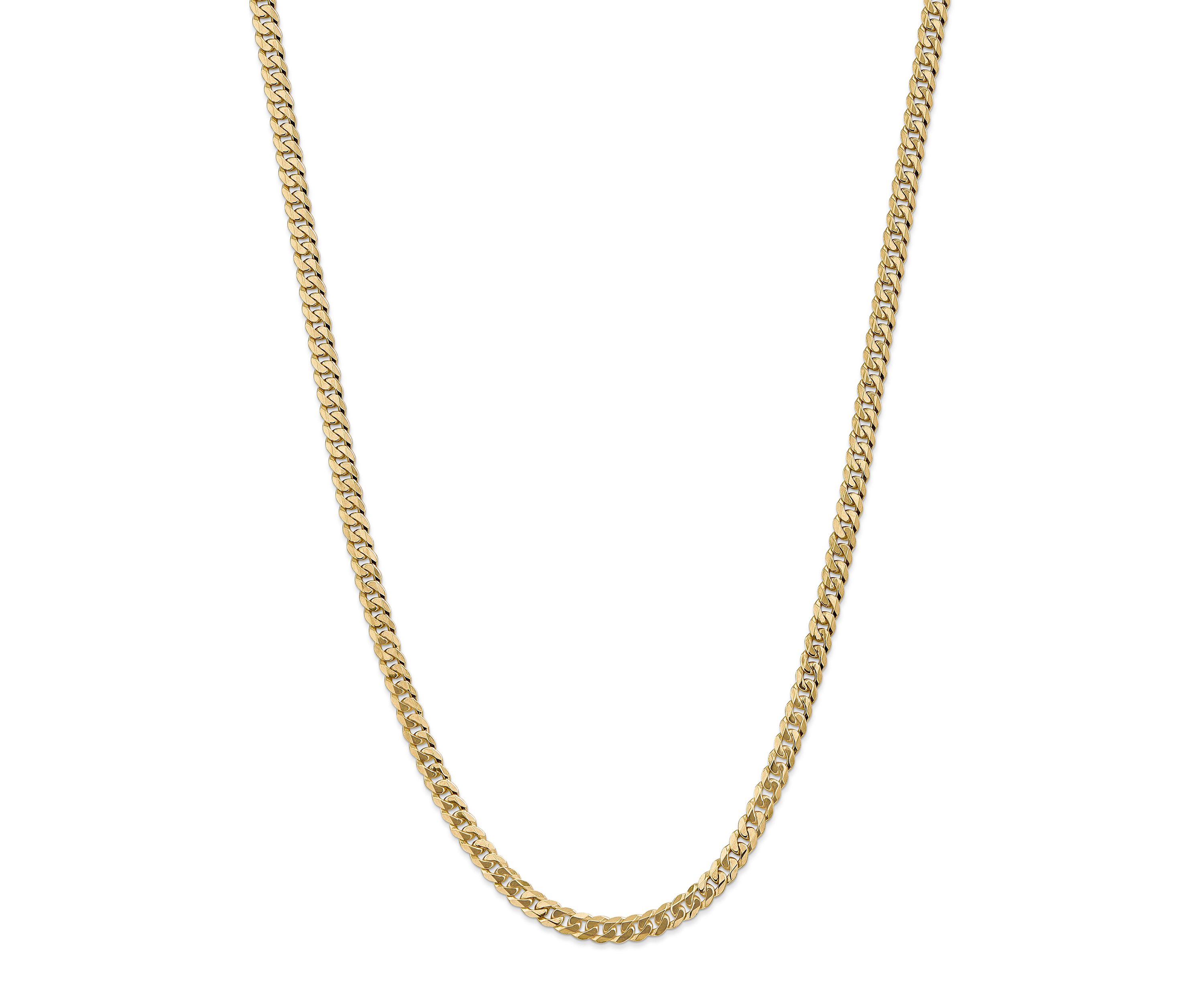 Mens 14K Yellow Gold 5.75 Millimeter Beveled Curb Chain Necklace