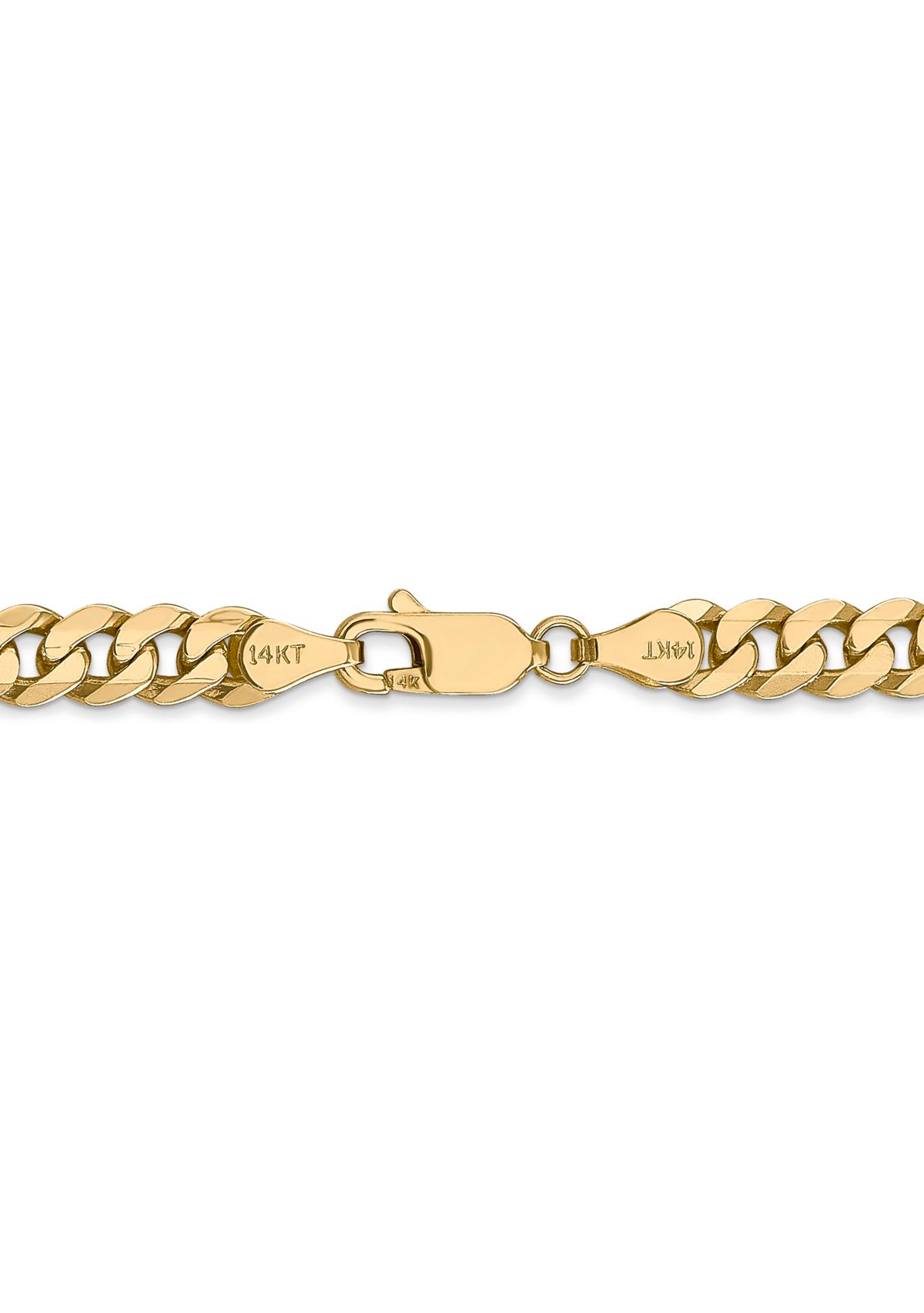Mens 14K Yellow Gold 5.75 Millimeter Beveled Curb Chain Necklace
