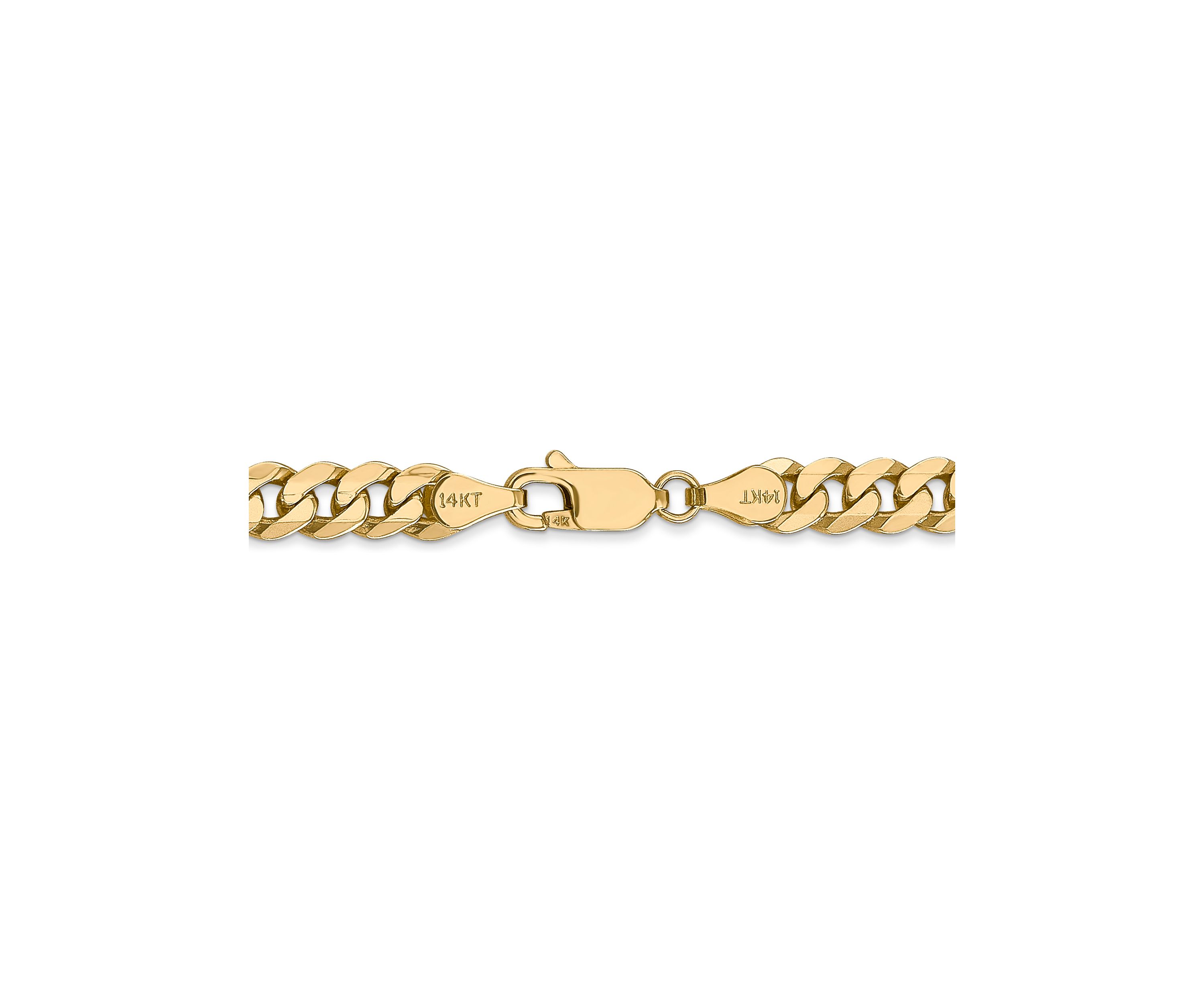 Mens 14K Yellow Gold 5.75 Millimeter Beveled Curb Chain Necklace