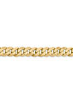 Mens 14K Yellow Gold 7.25 Millimeter Beveled Curb Chain Bracelet