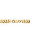 Mens 14K Yellow Gold 7.25 Millimeter Beveled Curb Chain Bracelet