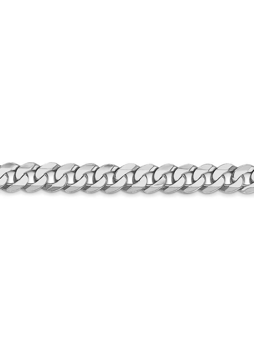 Mens 14K White Gold 4.75 Millimeter Beveled Curb Chain Bracelet