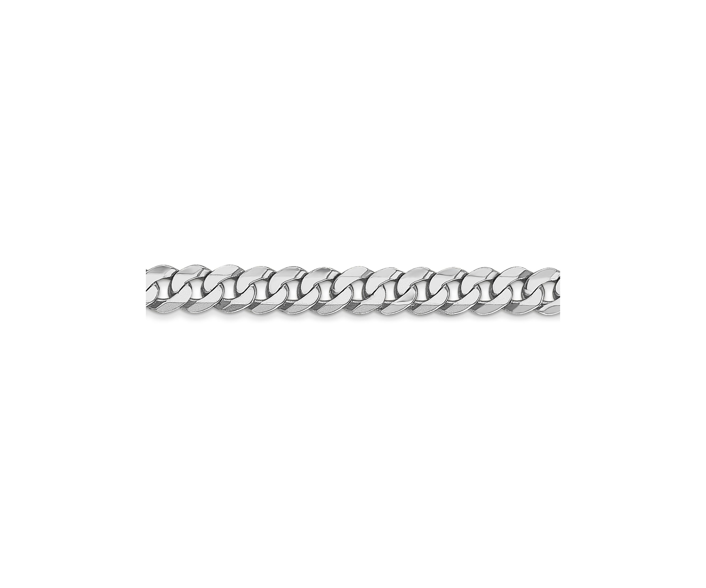 Mens 14K White Gold 4.76 Millimeter Beveled Curb Chain Necklace