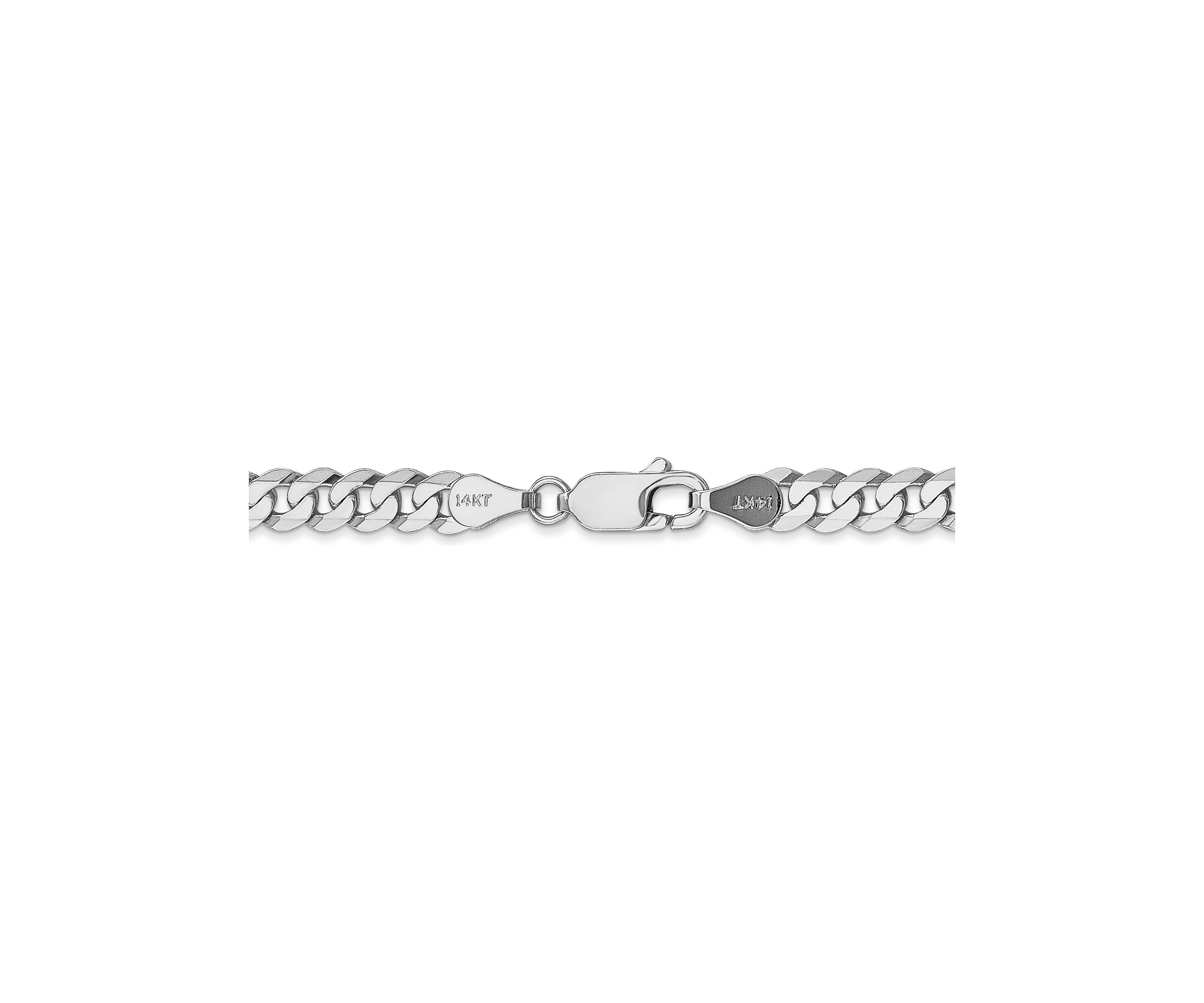 Mens 14K White Gold 4.76 Millimeter Beveled Curb Chain Necklace