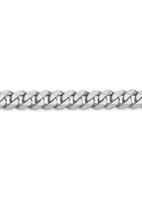 Mens 14K White Gold 5.75 Millimeter Beveled Curb Chain Bracelet