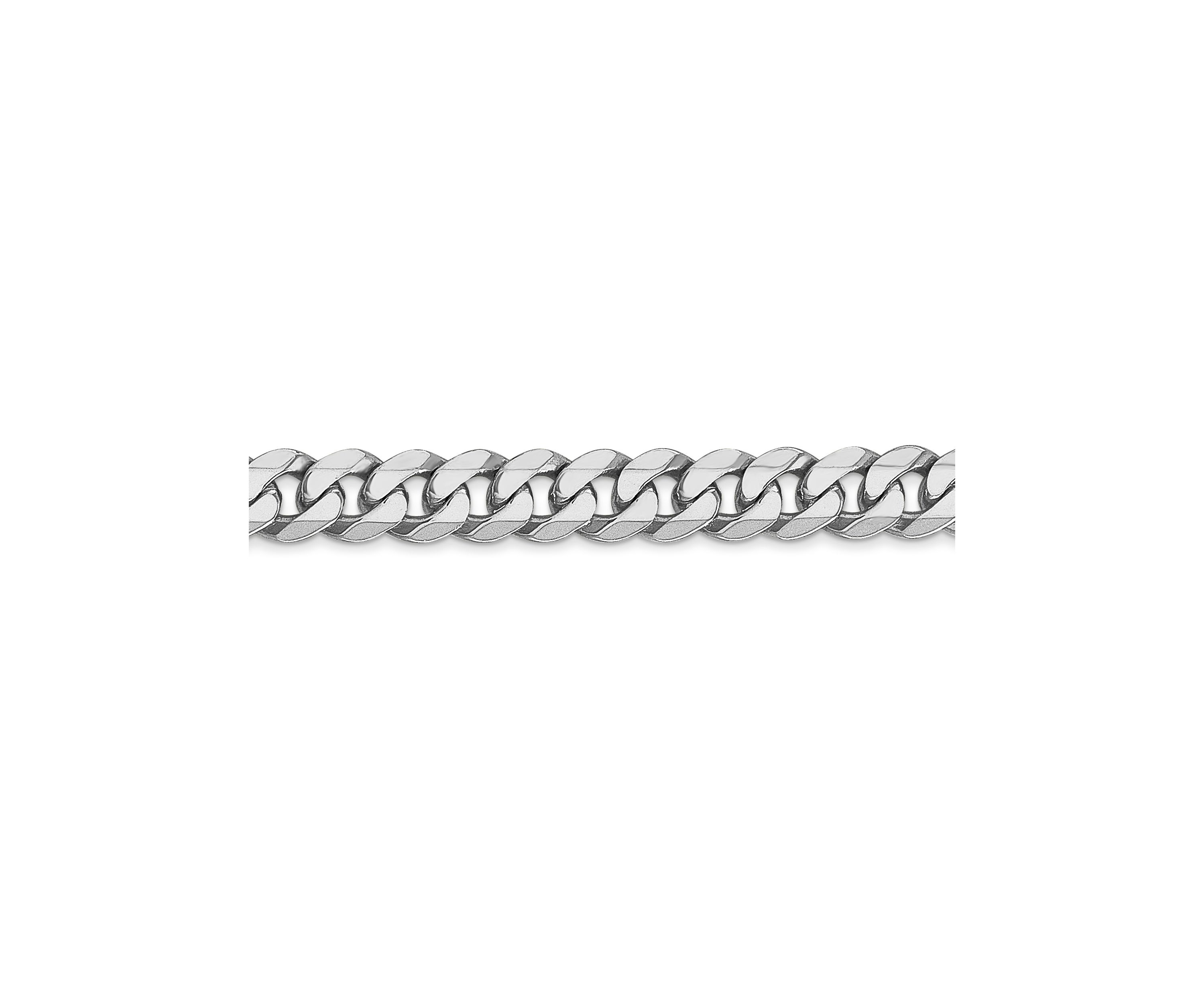 Mens 14K White Gold 5.75 Millimeter Beveled Curb Chain Bracelet