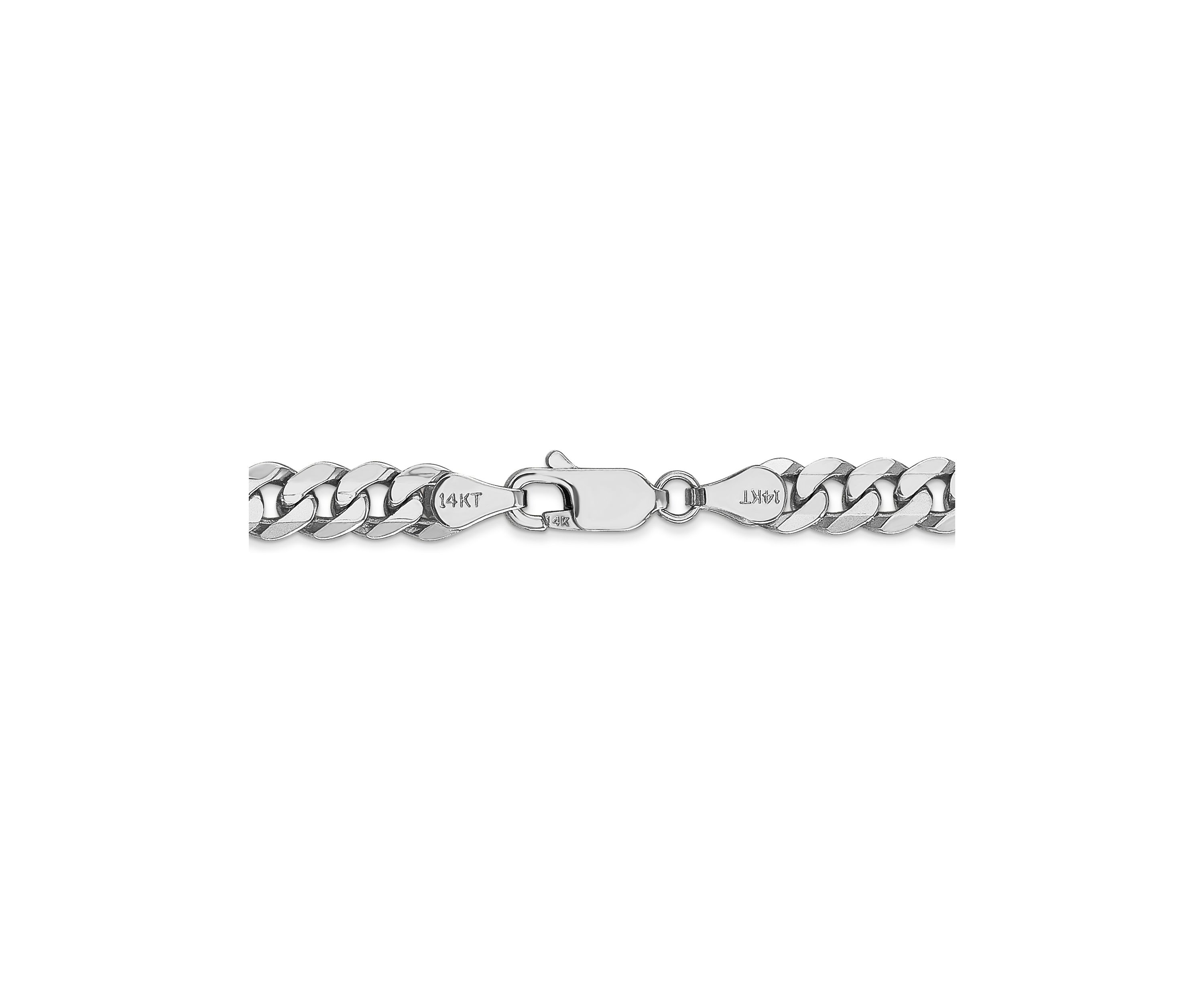 Mens 14K White Gold 5.75 Millimeter Beveled Curb Chain Bracelet