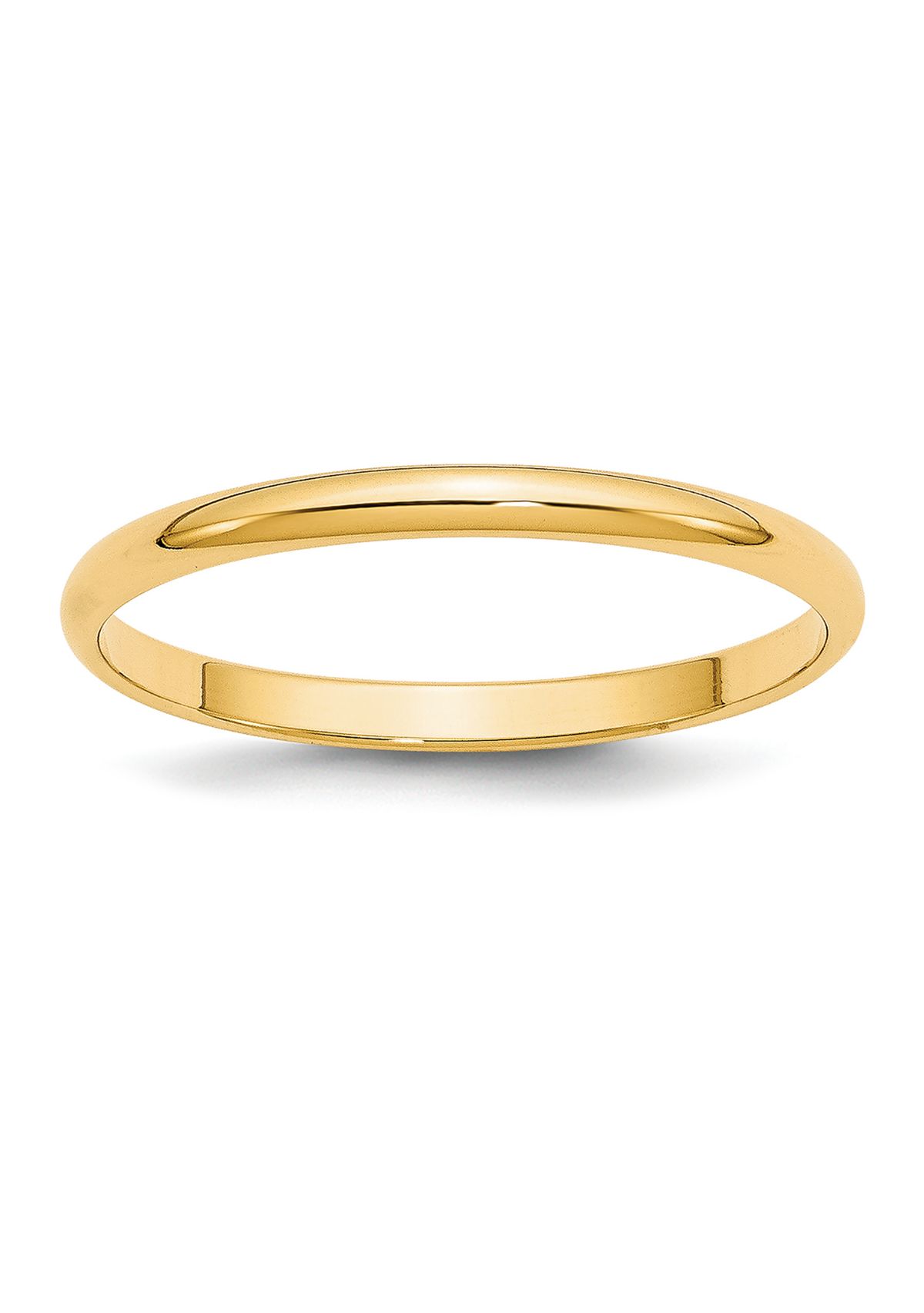 Womens 14K Yellow Gold 2 Millimeter Lightweight Half Round Band 