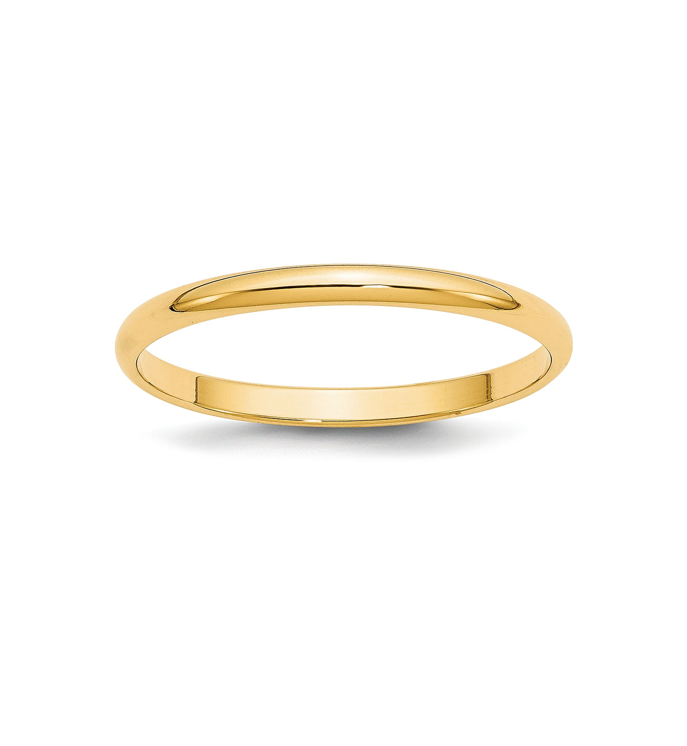 Womens 14K Yellow Gold 2 Millimeter Lightweight Half Round Band 
