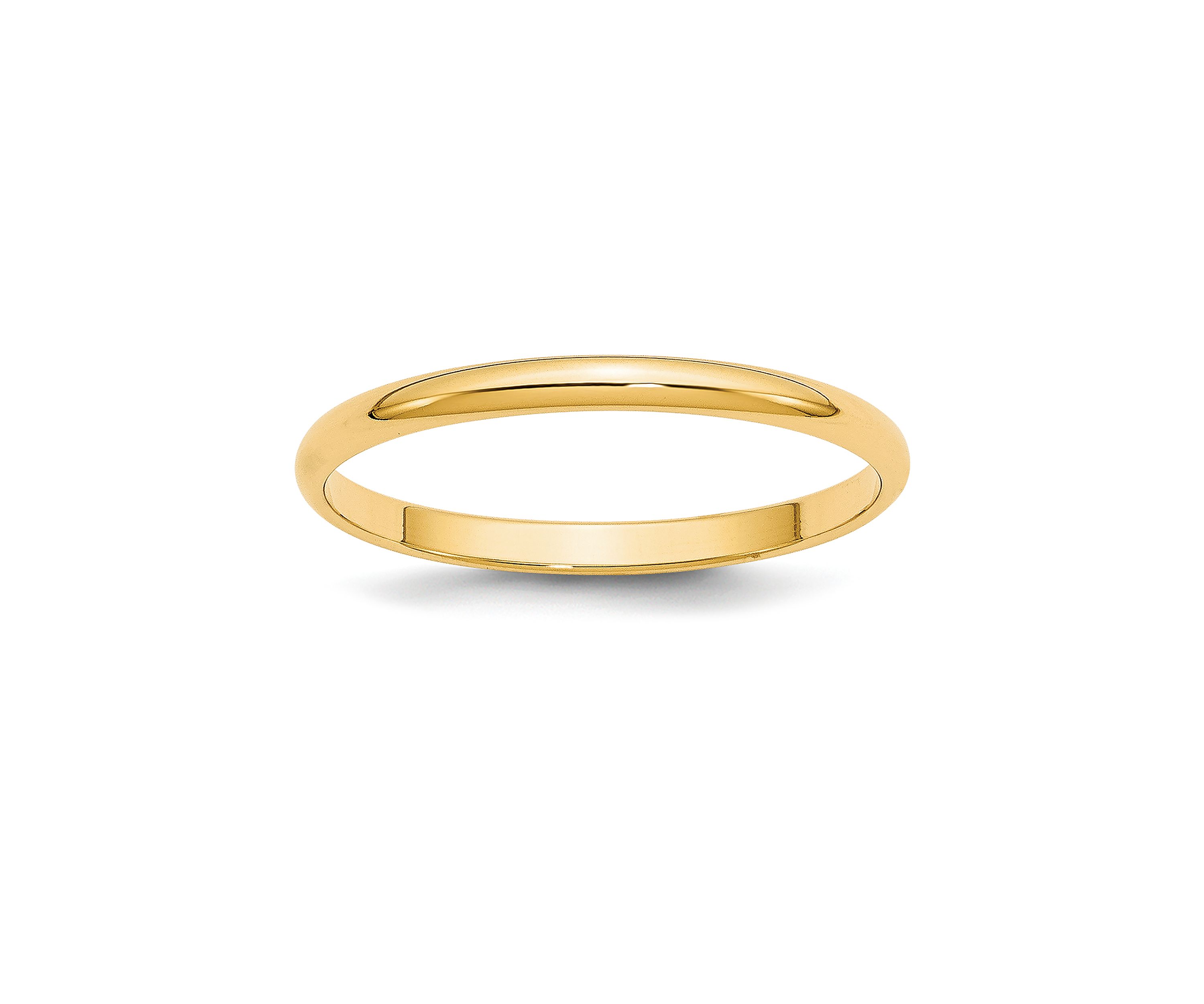 Womens 14K Yellow Gold 2 Millimeter Lightweight Half Round Band 