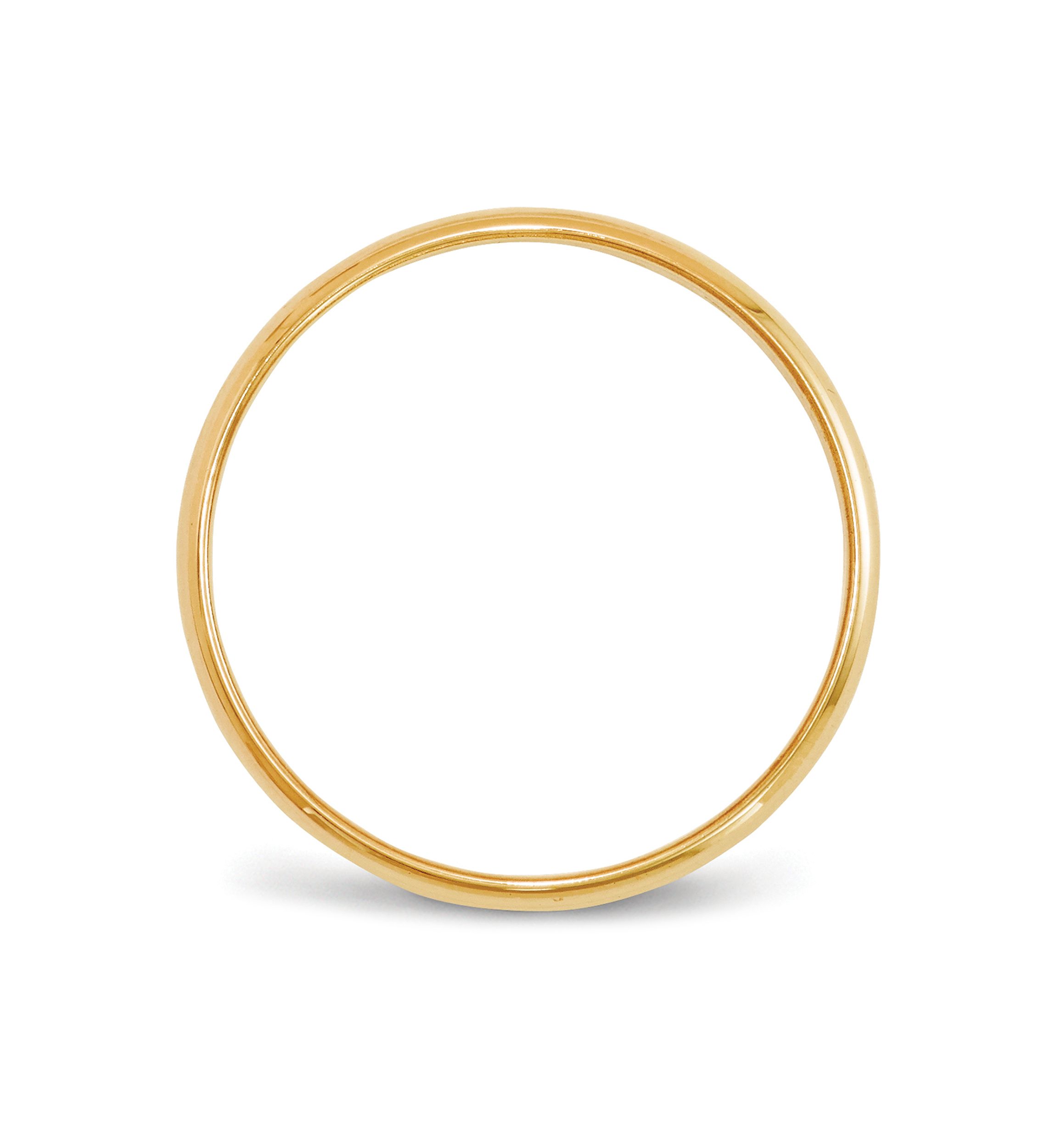Womens 14K Yellow Gold 2 Millimeter Lightweight Half Round Band 