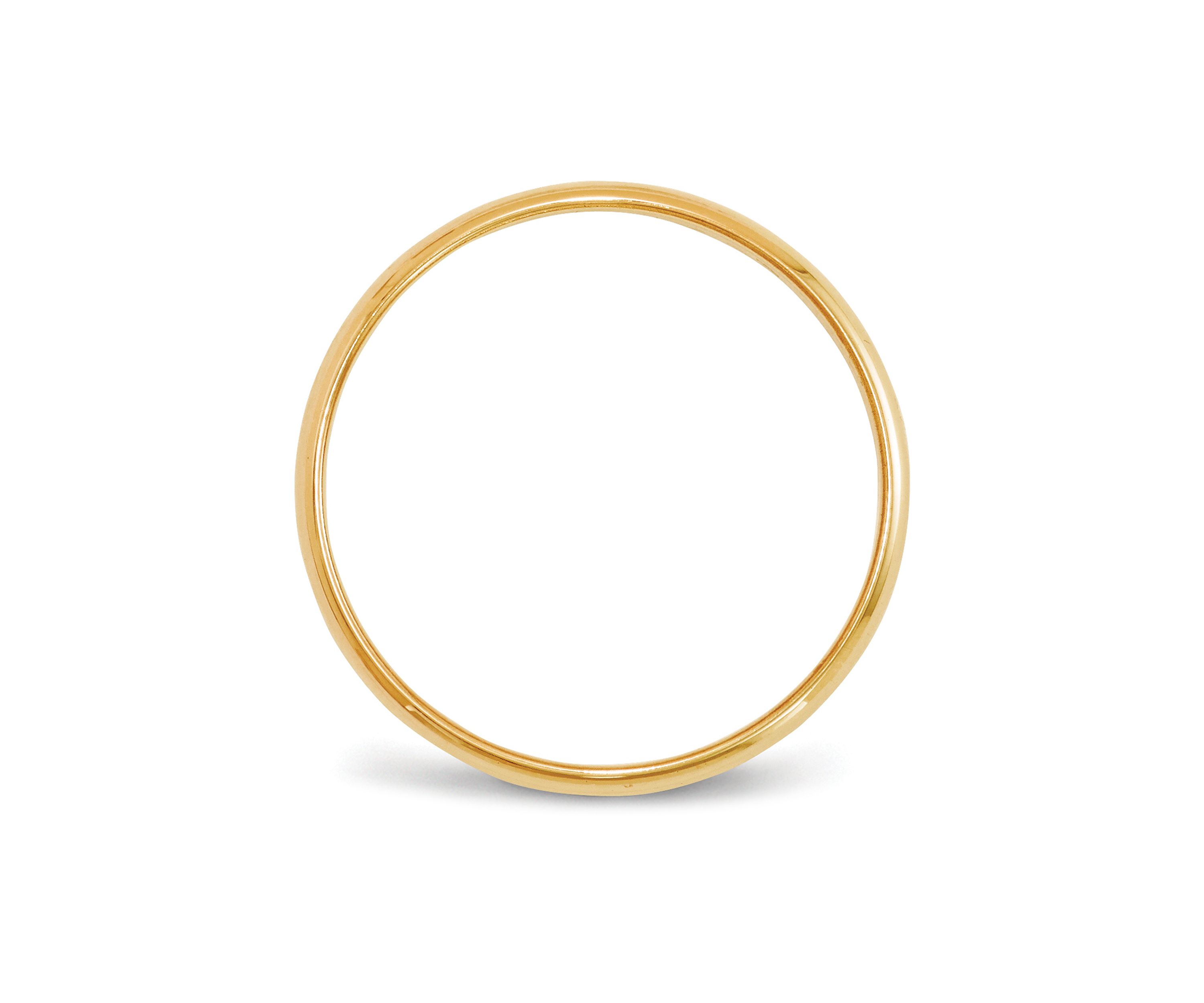 Womens 14K Yellow Gold 2 Millimeter Lightweight Half Round Band 