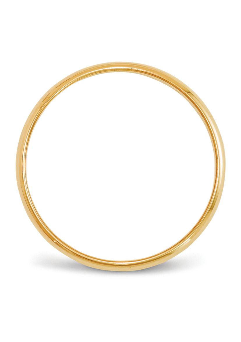 Womens 14K Yellow Gold 2 Millimeter Lightweight Half Round Band 
