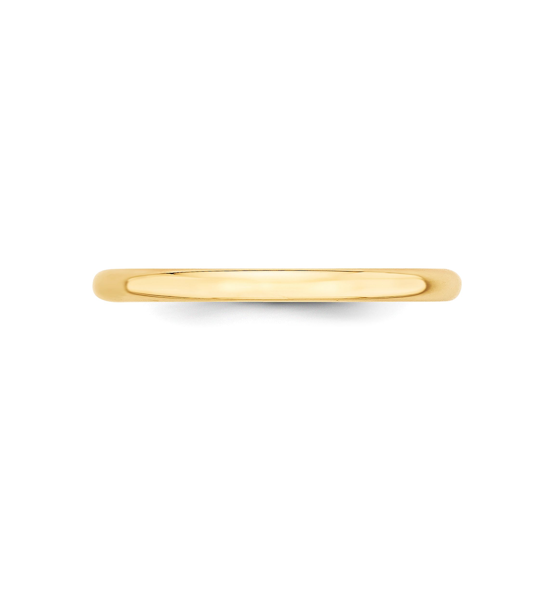Womens 14K Yellow Gold 2 Millimeter Lightweight Half Round Band 