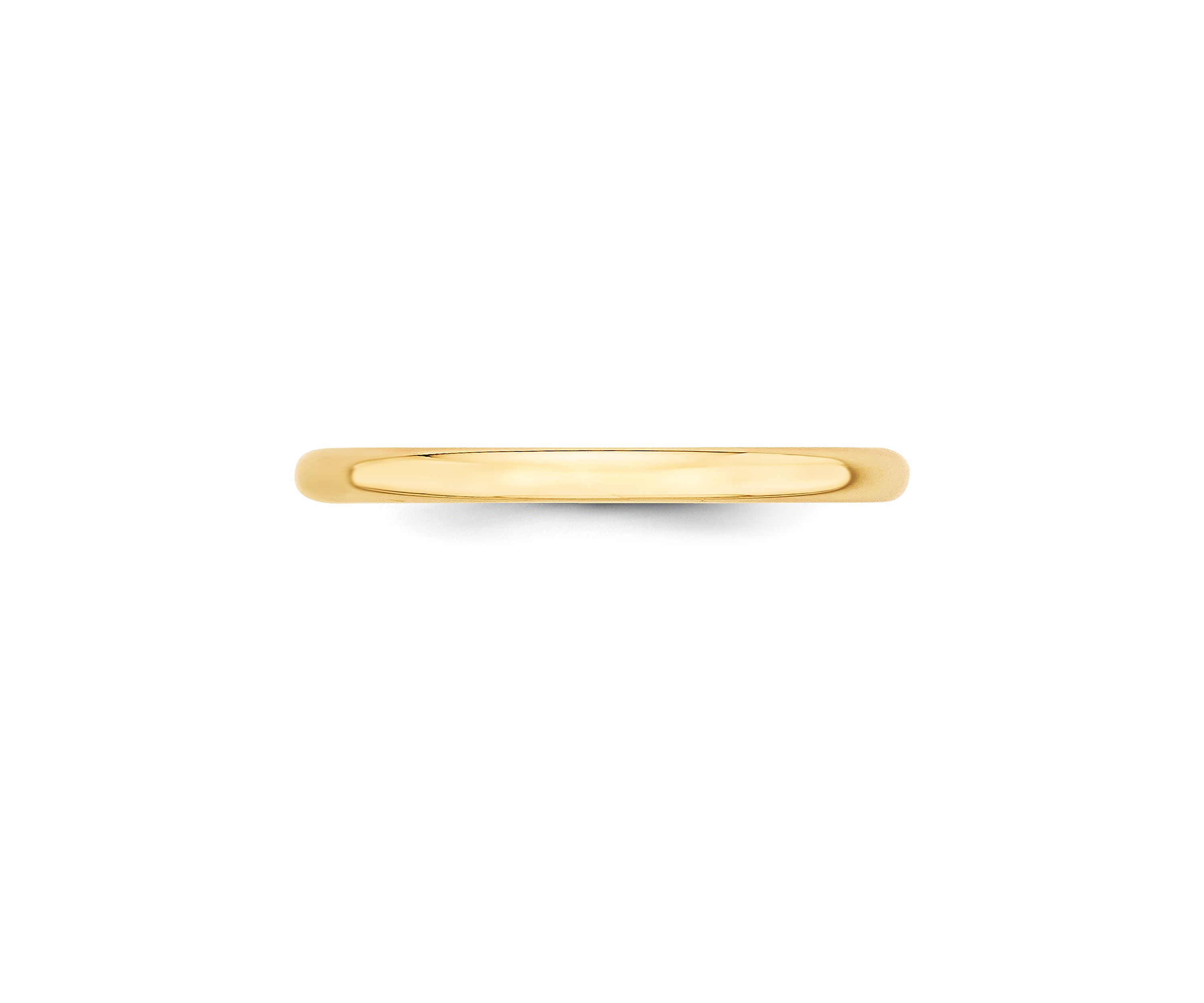 Womens 14K Yellow Gold 2 Millimeter Lightweight Half Round Band 