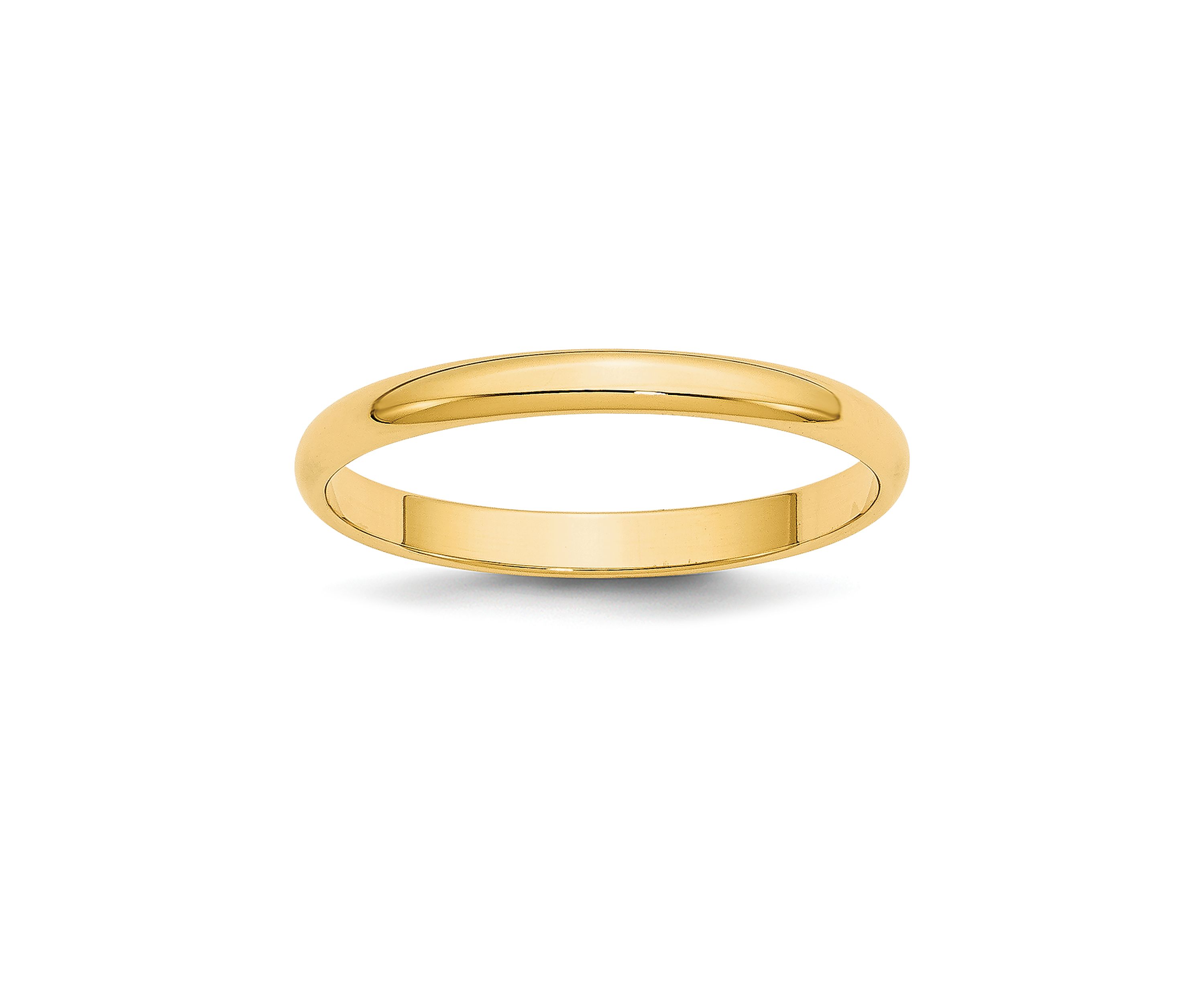 Womens 14K Yellow Gold 2.5 Millimeter Lightweight Half Round Band 