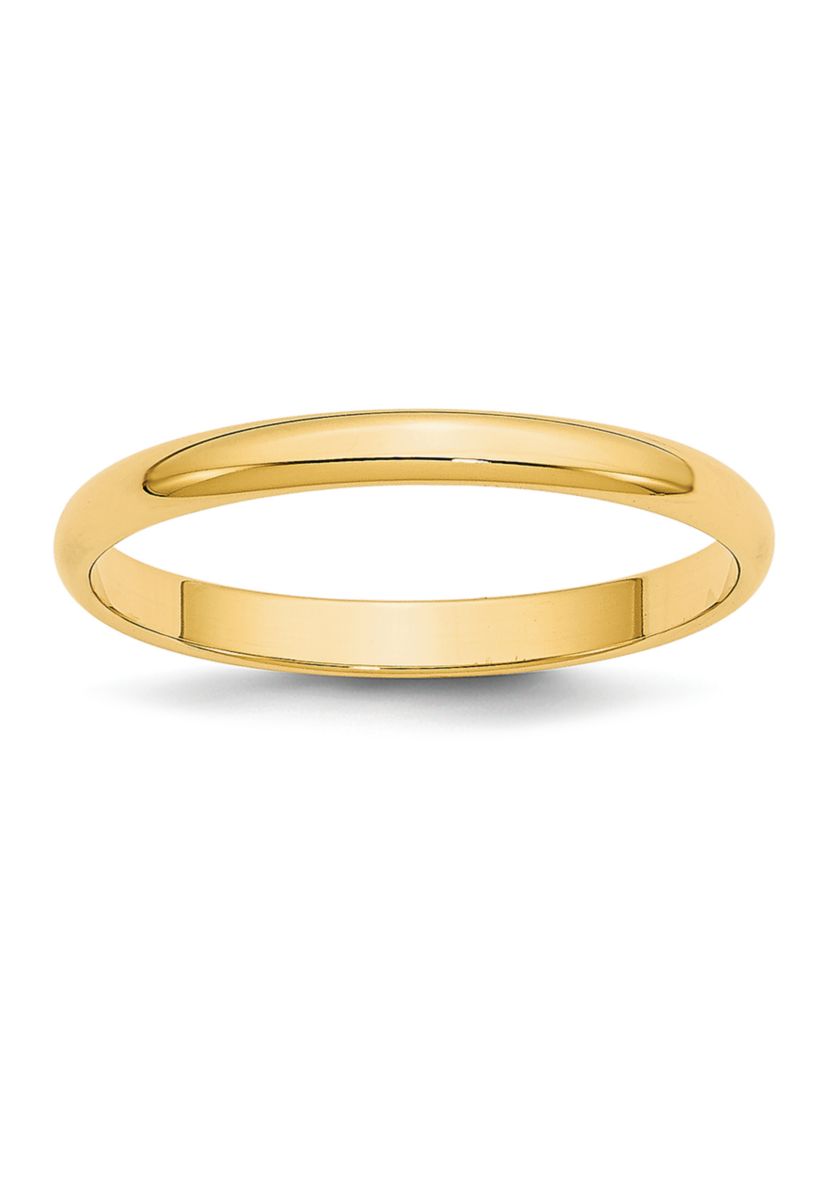 Womens 14K Yellow Gold 2.5 Millimeter Lightweight Half Round Band 