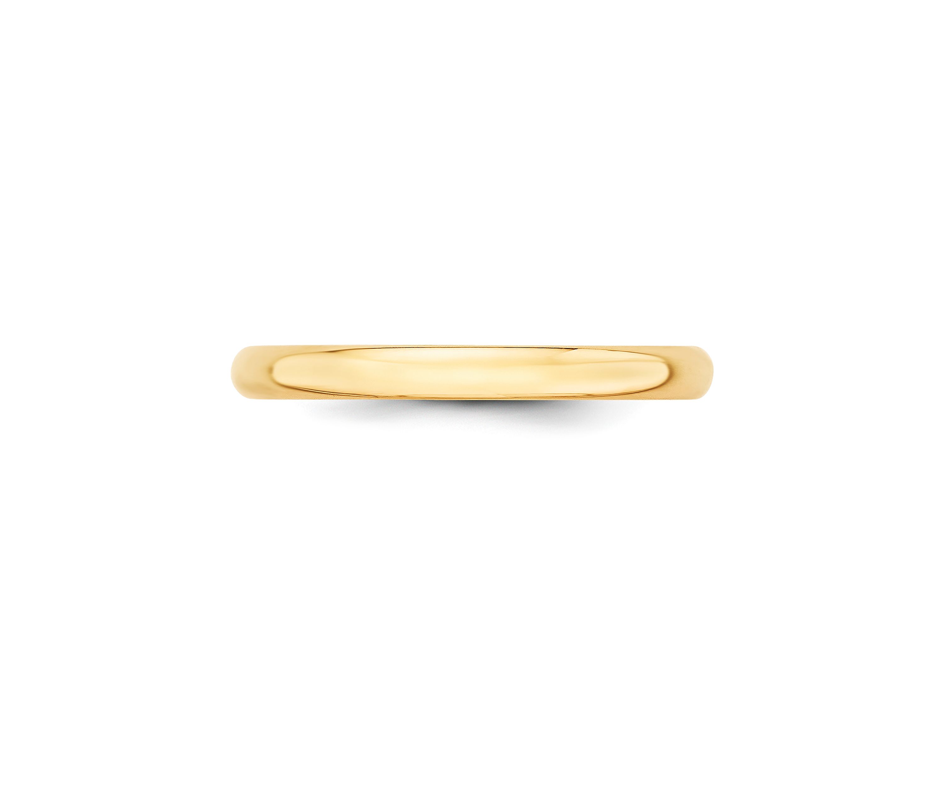 Womens 14K Yellow Gold 2.5 Millimeter Lightweight Half Round Band 