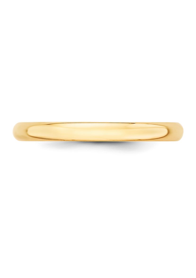 Womens 14K Yellow Gold 2.5 Millimeter Lightweight Half Round Band 
