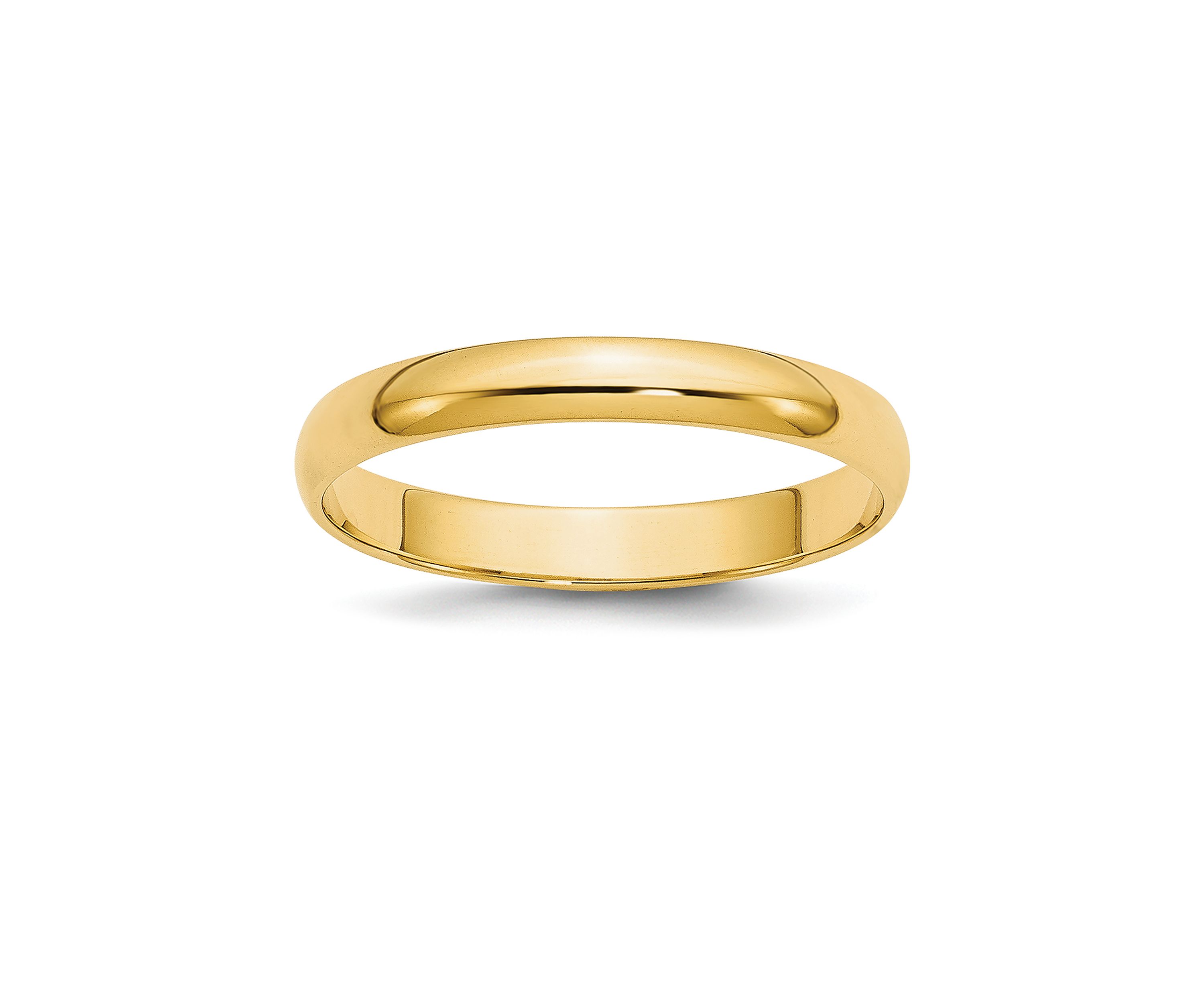 Womens 14K Yellow Gold 3 Millimeter Lightweight Half Round Band