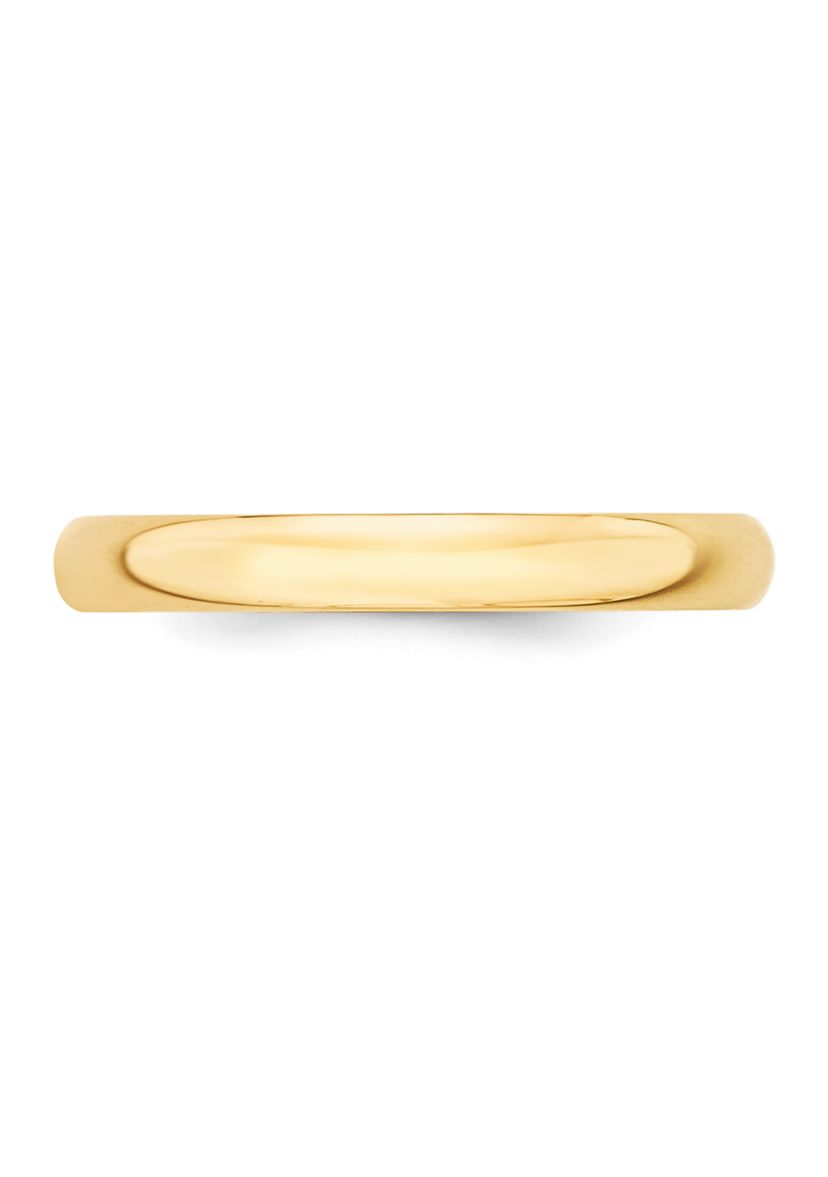 Womens 14K Yellow Gold 3 Millimeter Lightweight Half Round Band