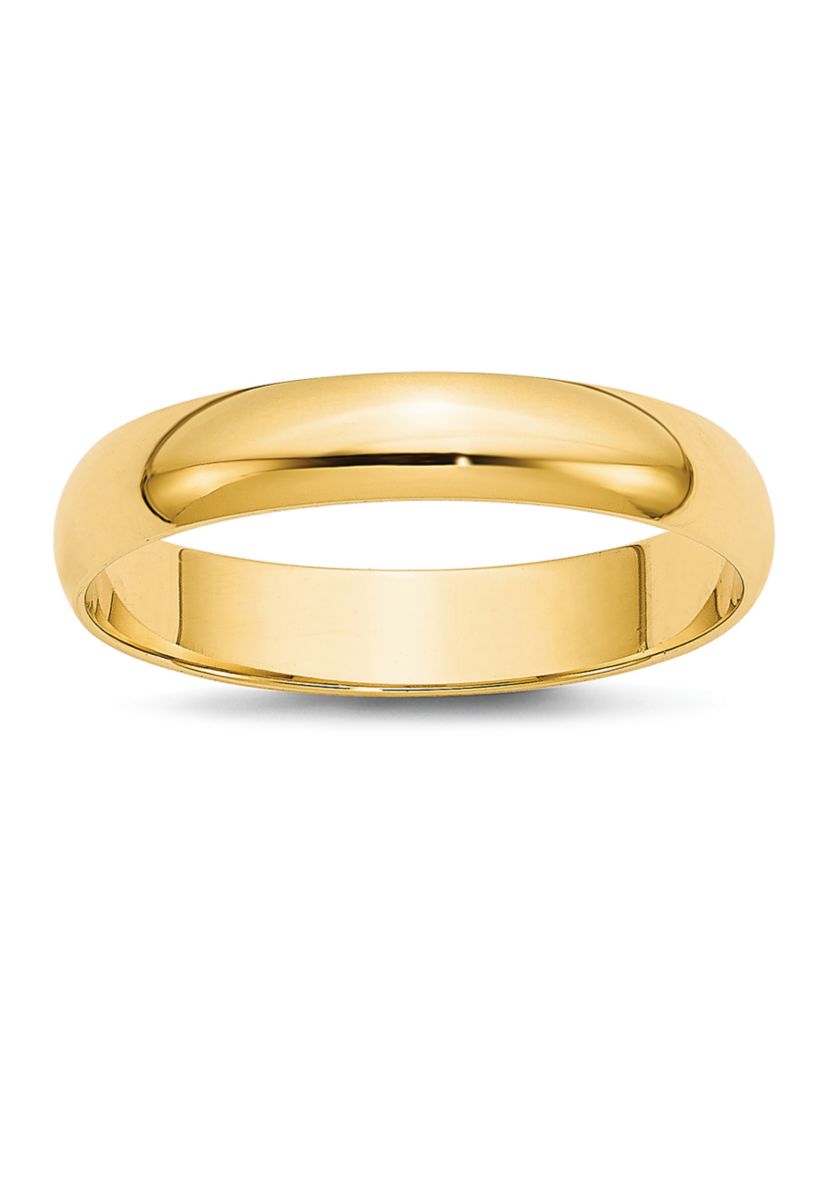 Womens 14K Yellow Gold 4 Millimeter Lightweight Half Round Band 