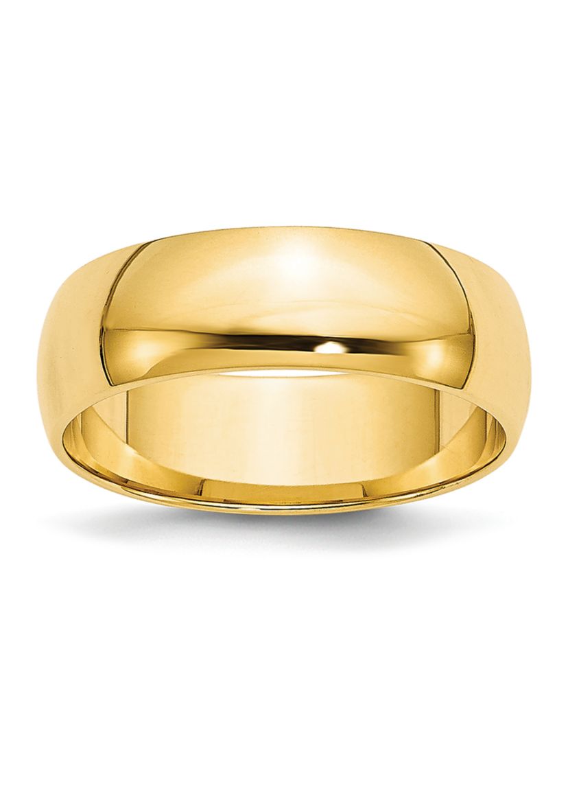 Womens 14K Yellow Gold 6 Millimeter Lightweight Half Round Band