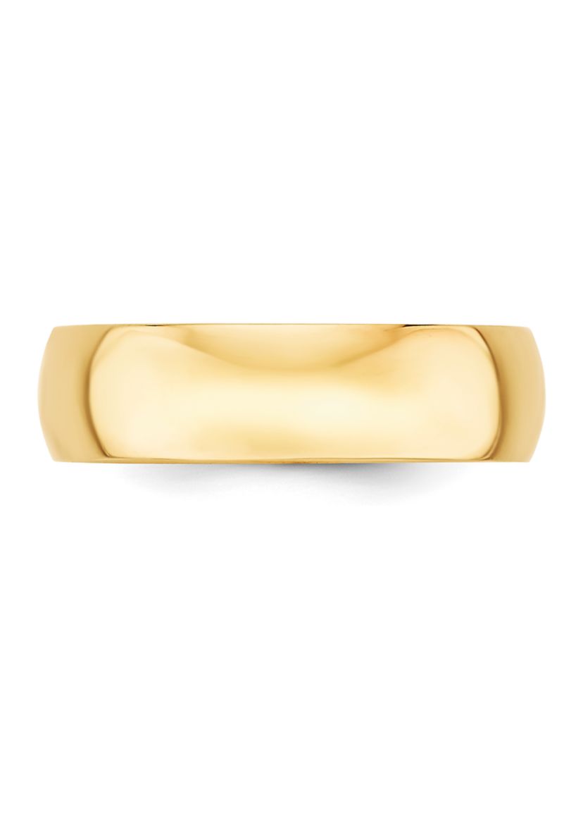 Womens 14K Yellow Gold 6 Millimeter Lightweight Half Round Band