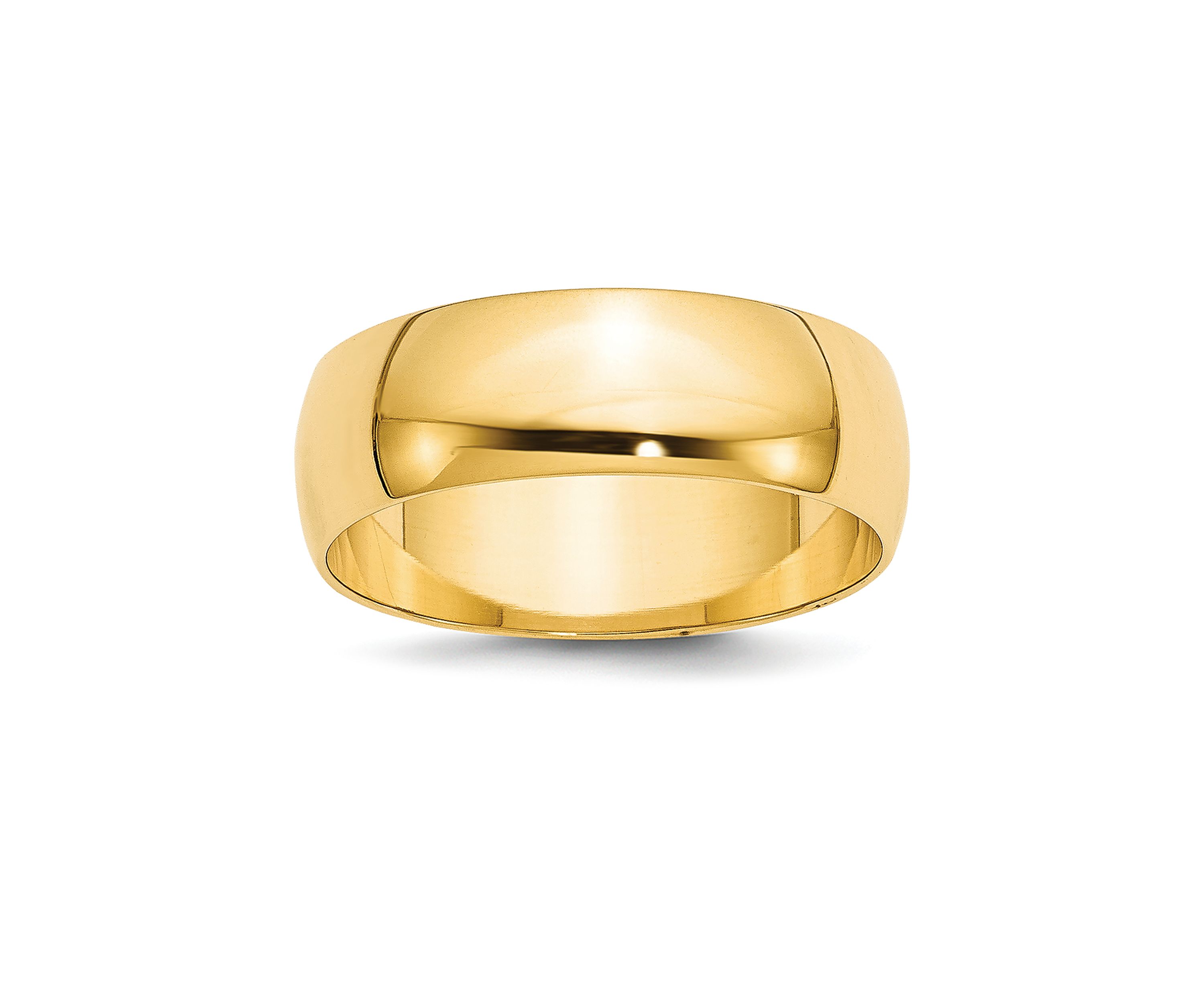 Womens 14K Yellow Gold 7 Millimeter Lightweight Half Round Band 