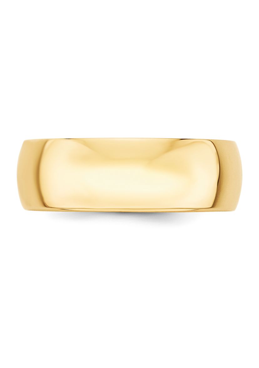 Womens 14K Yellow Gold 7 Millimeter Lightweight Half Round Band 