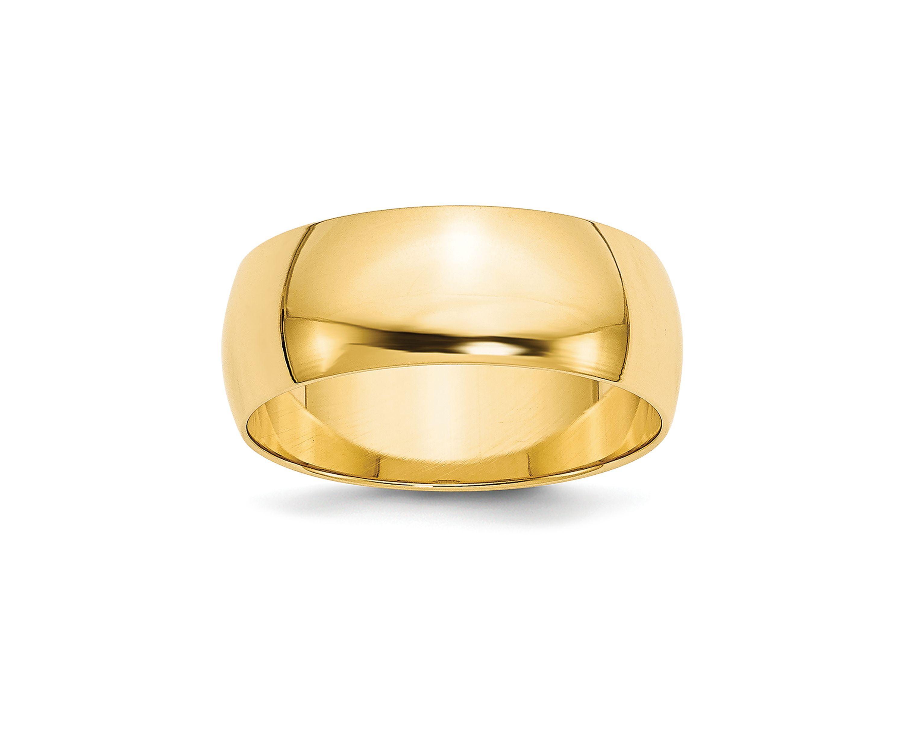 Womens 14K Yellow Gold 8 Millimeter Lightweight Half Round Band 