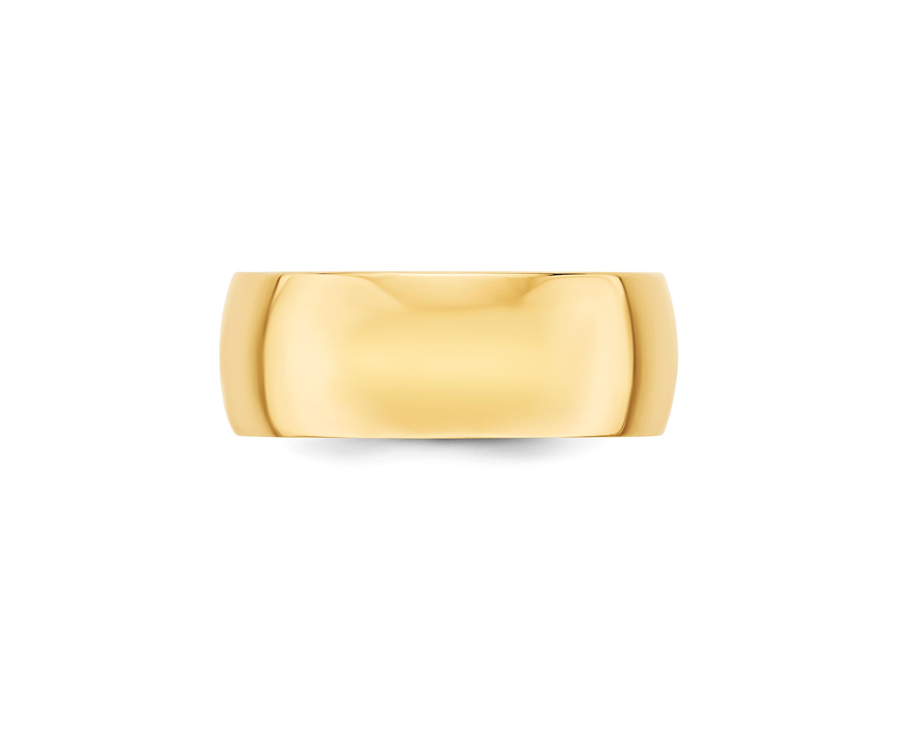 Womens 14K Yellow Gold 8 Millimeter Lightweight Half Round Band 