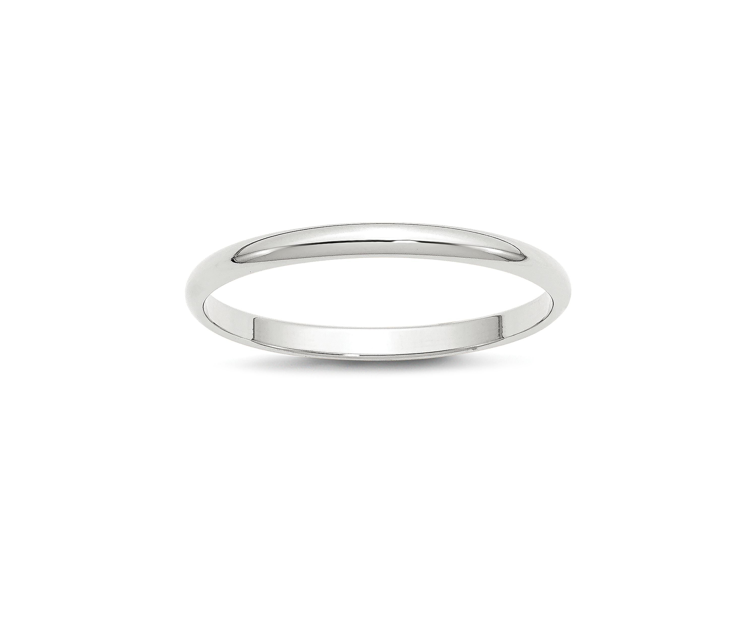 Womens 14K White Gold 2 Millimeter Lightweight Half Round Band 