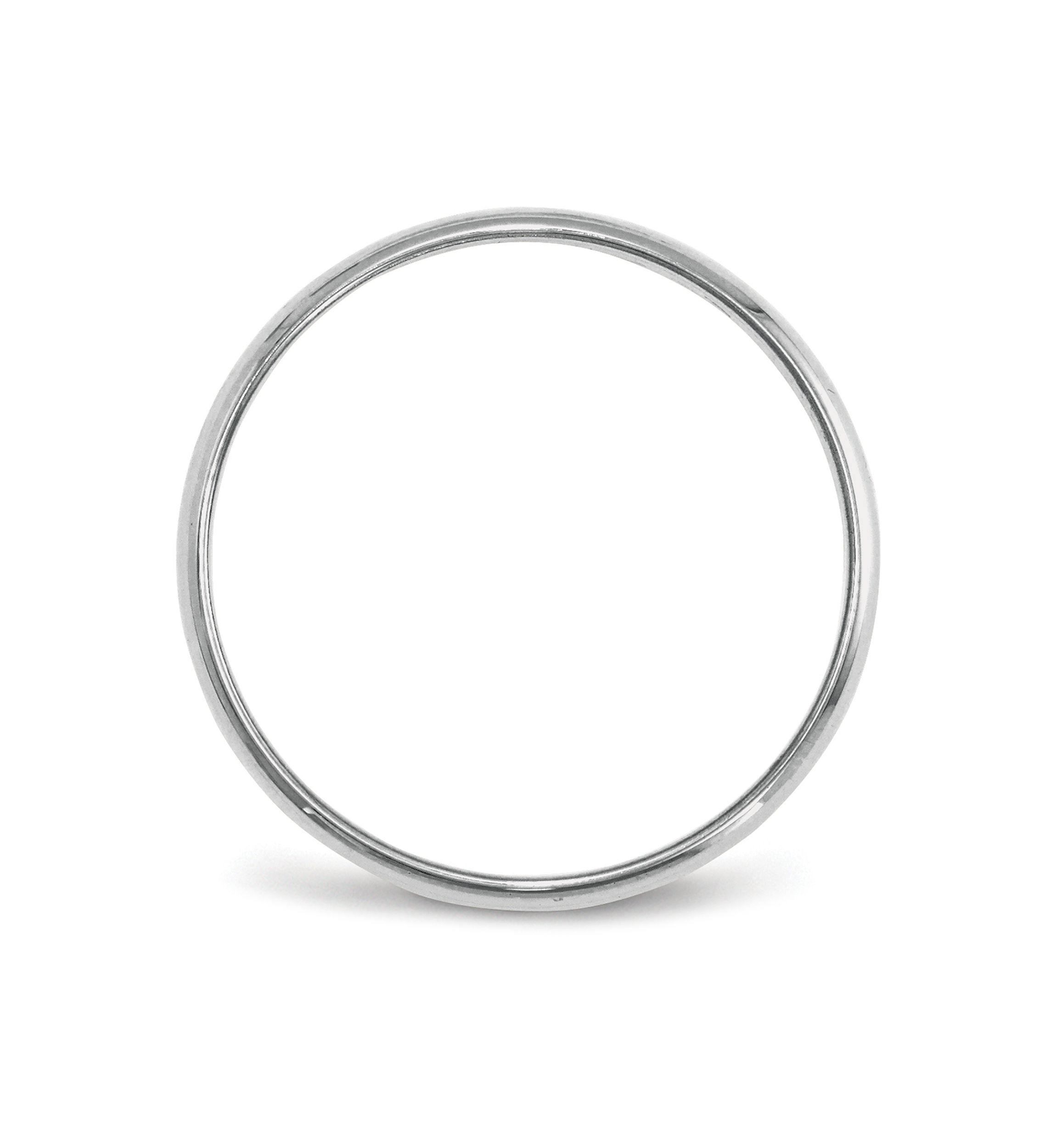 Womens 14K White Gold 2 Millimeter Lightweight Half Round Band 