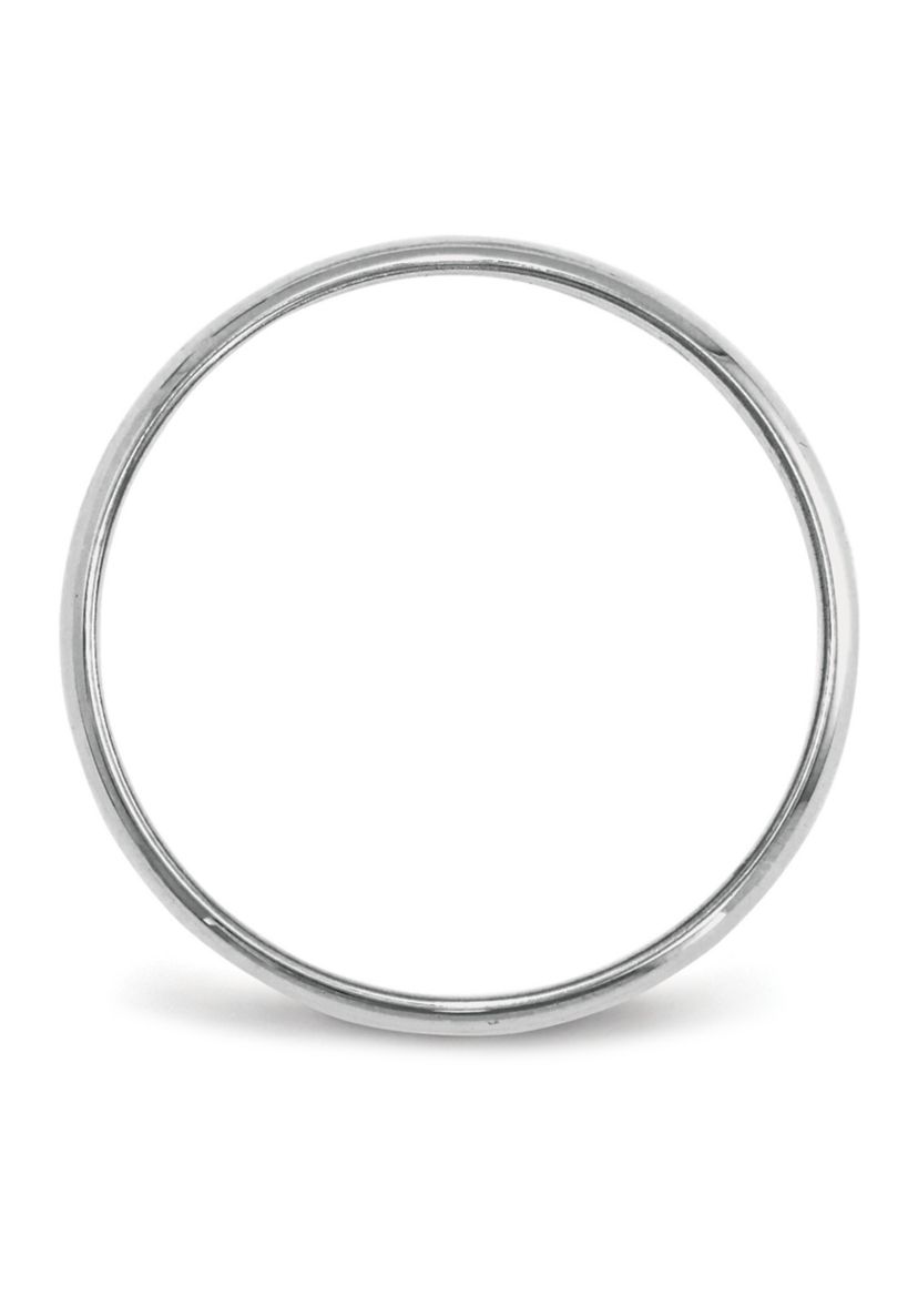 Womens 14K White Gold 2 Millimeter Lightweight Half Round Band 
