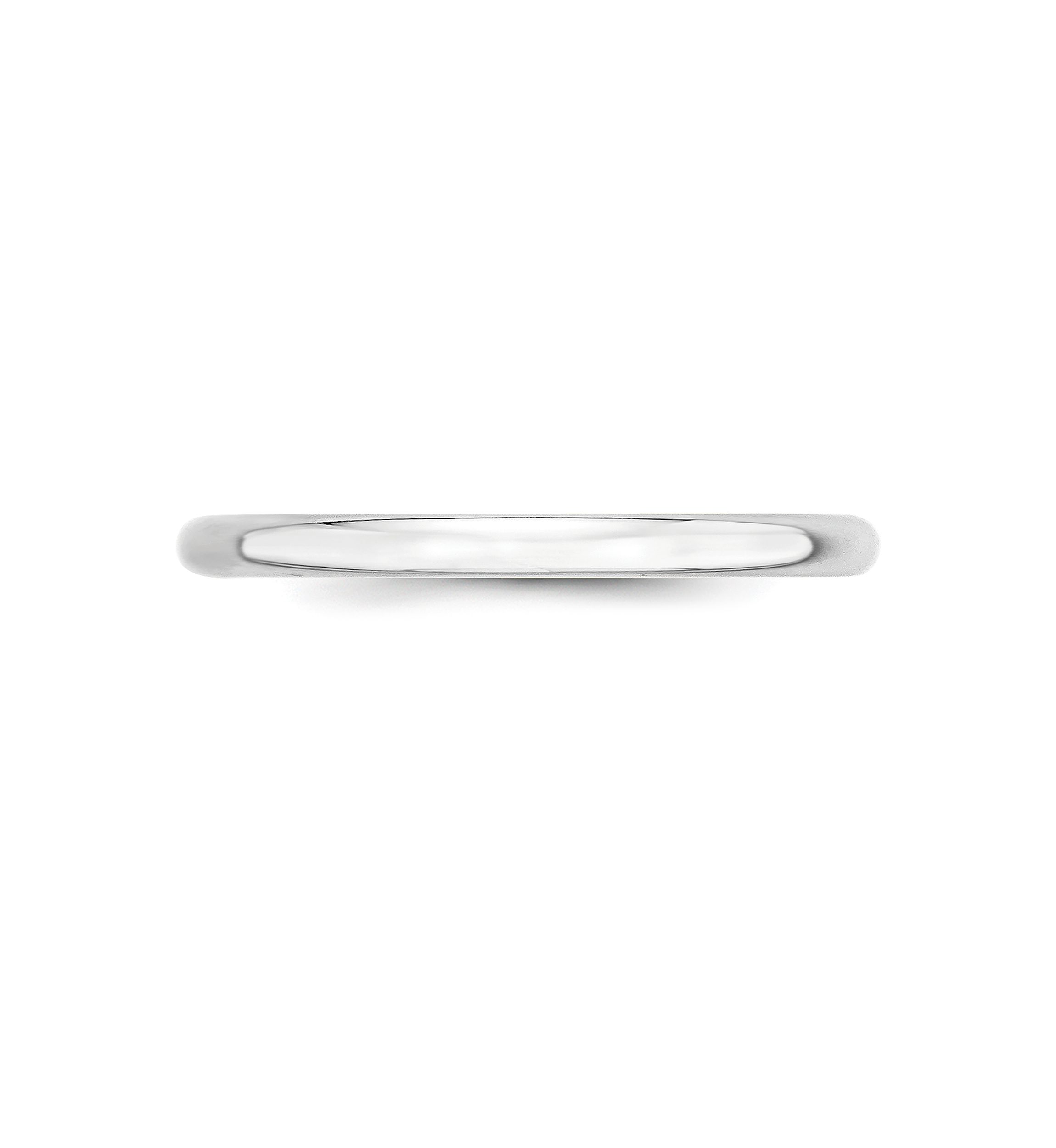 Womens 14K White Gold 2 Millimeter Lightweight Half Round Band 