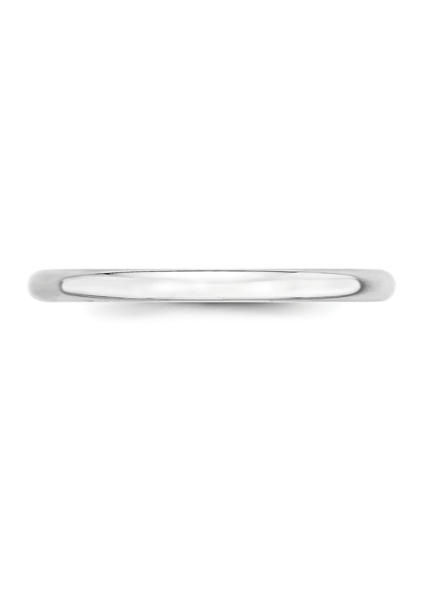 Womens 14K White Gold 2 Millimeter Lightweight Half Round Band 